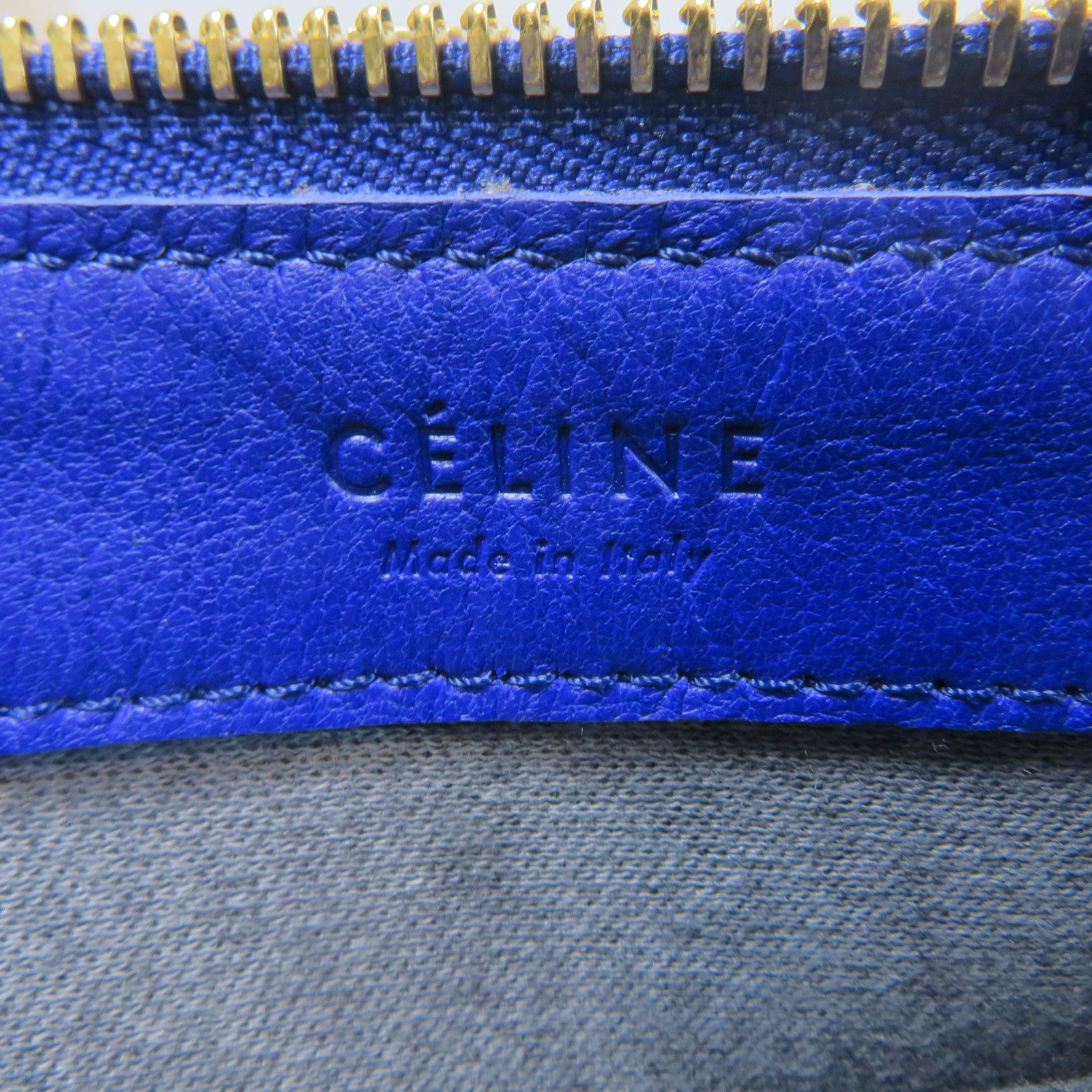 CELINE 【激減優惠】牛皮皮革Trio金扣肩背袋藍色