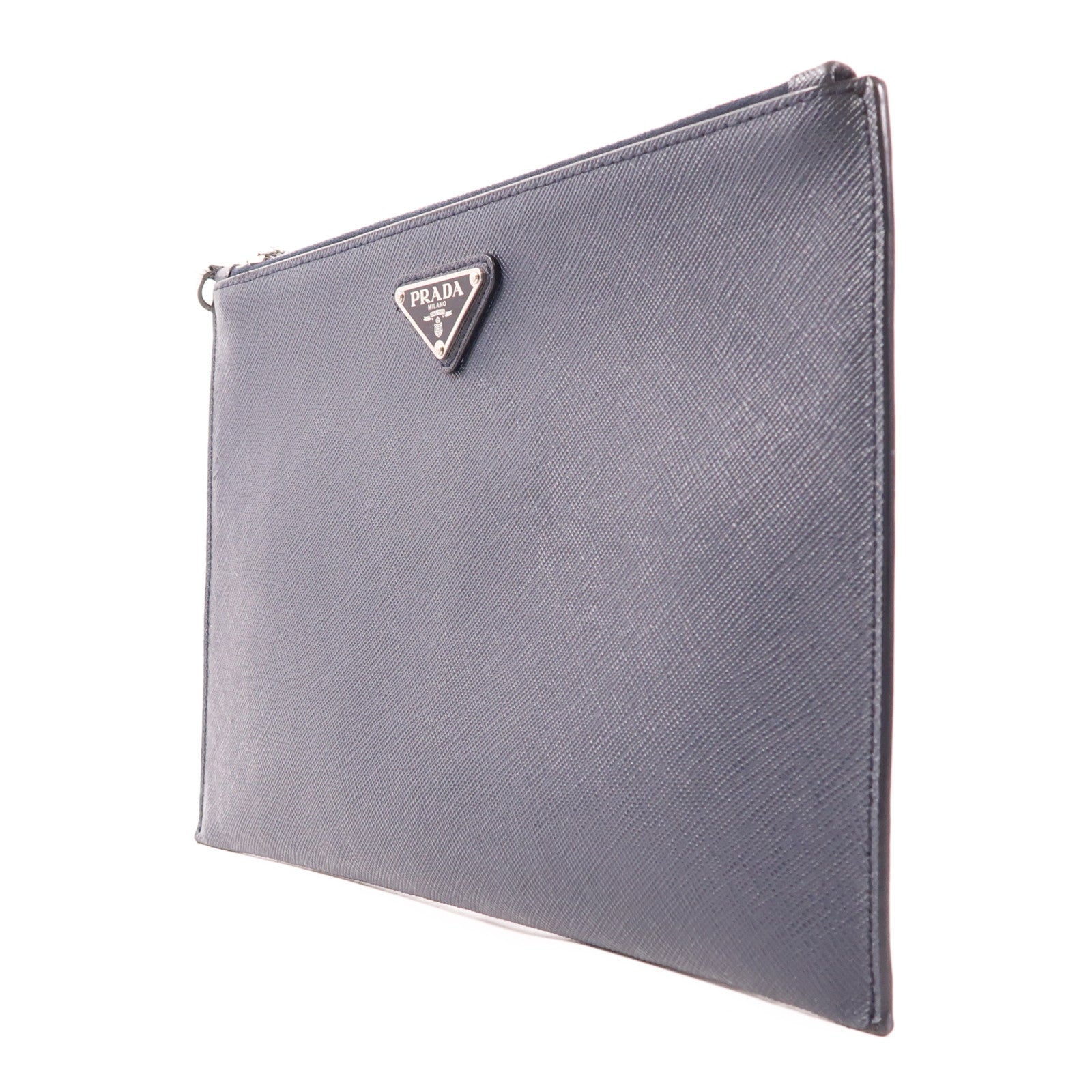 PRADA 牛皮皮革Clutch Bag銀扣手拿包