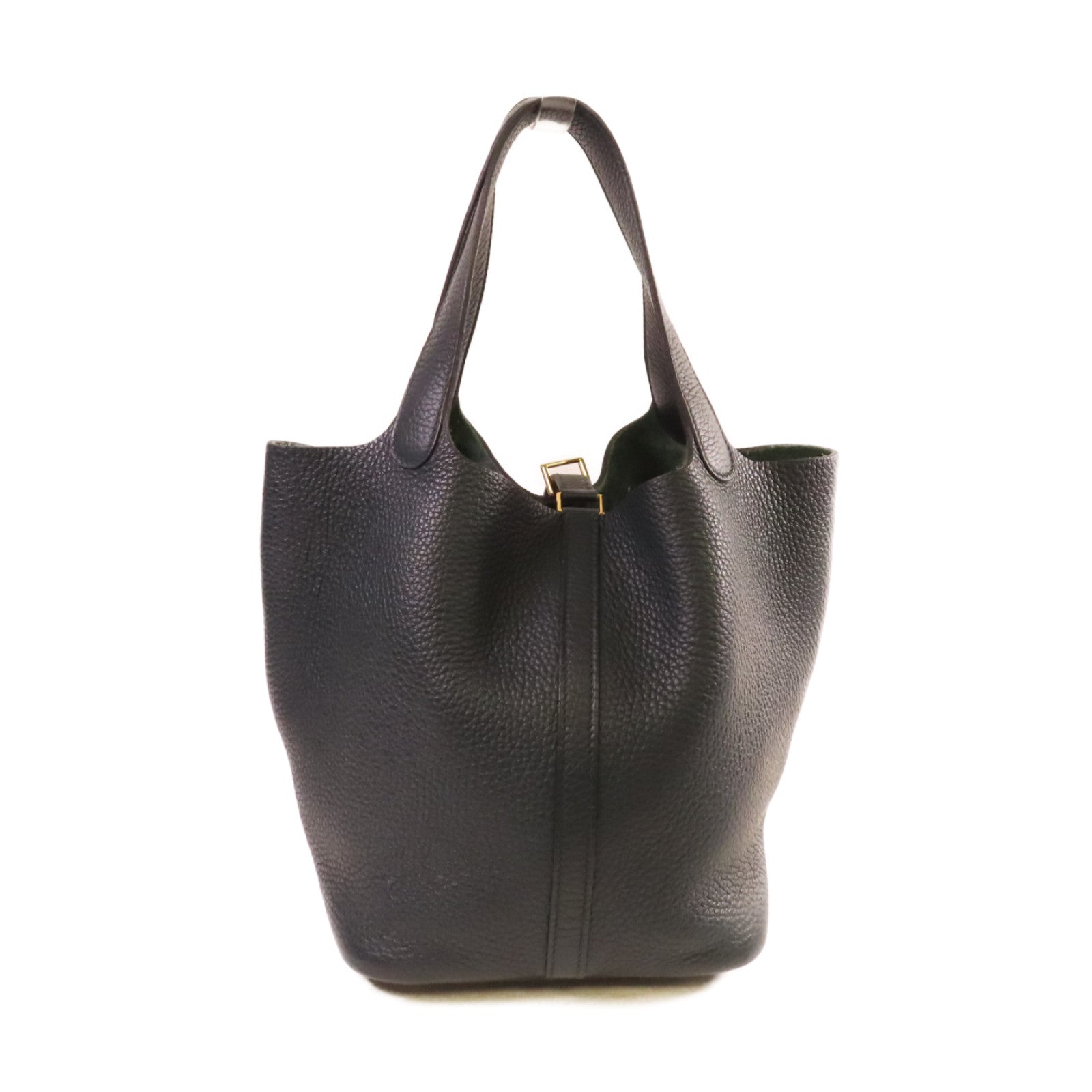 HERMES 【激減優惠】Clemence皮革Picotin MM Tote Bag金扣手挽袋深綠色