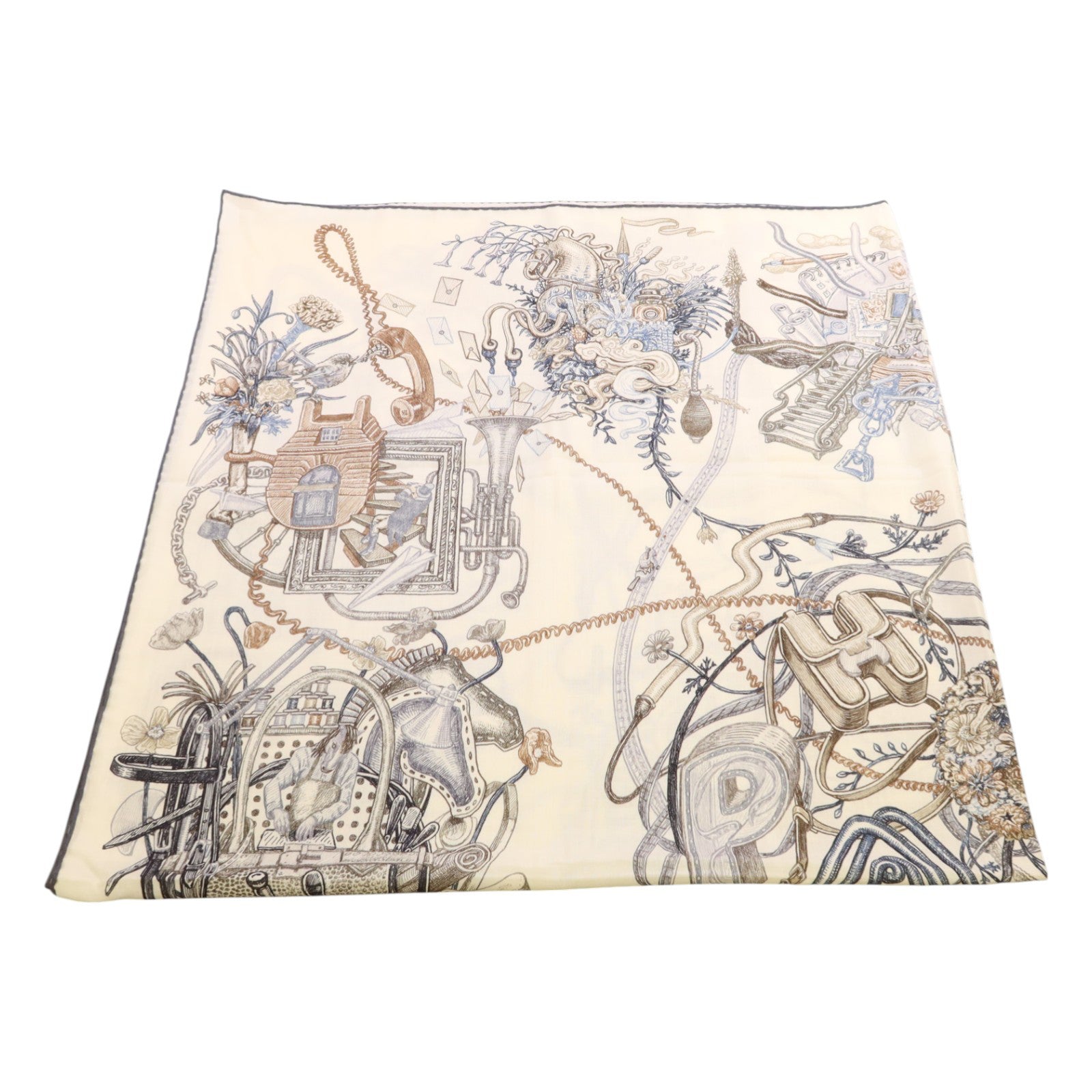 HERMES 羊絨/絲質Mors A Jouets Bandana Shawl 140絲巾