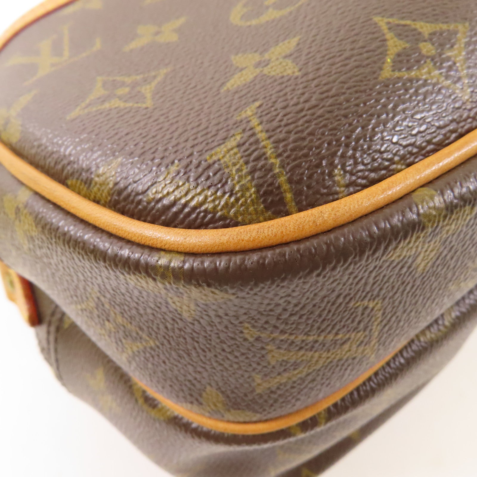 LOUIS VUITTON Monogram Reporter PM金扣肩背袋棕色