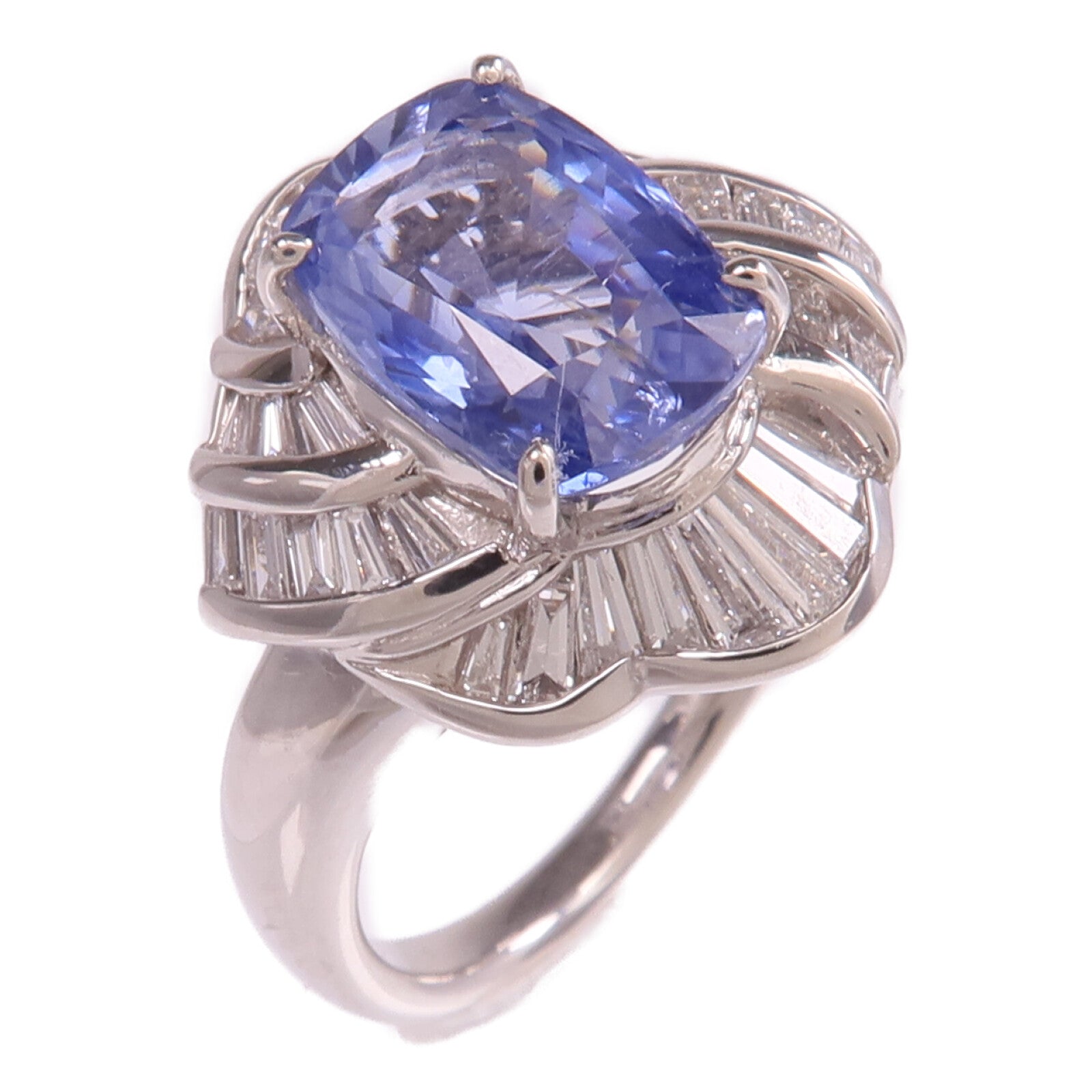 JEWELRY 【激減優惠】PT900鉑金Sapphire Diamond Ring藍寶石/鑽石戒指US#6