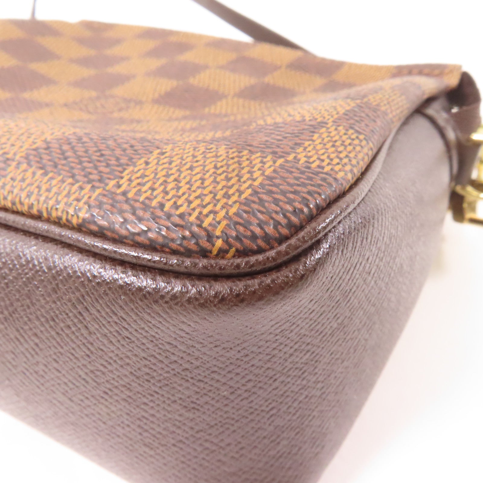 LOUIS VUITTON Damier Ebene Pochette Accessories金扣手挽袋啡色