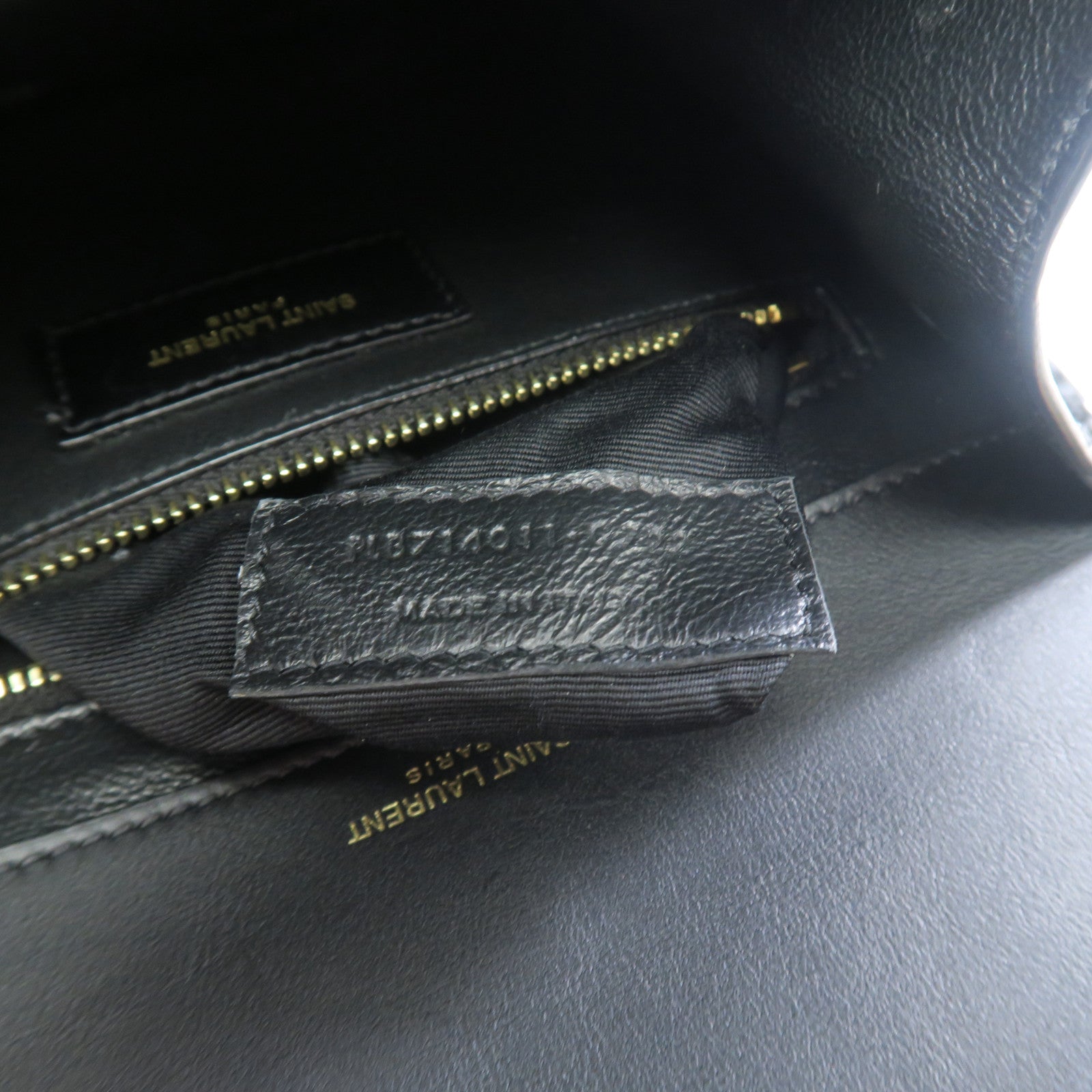 SAINT LAURENT 漆皮皮革Chain Shoulder Bag金扣鏈帶肩背袋黑色
