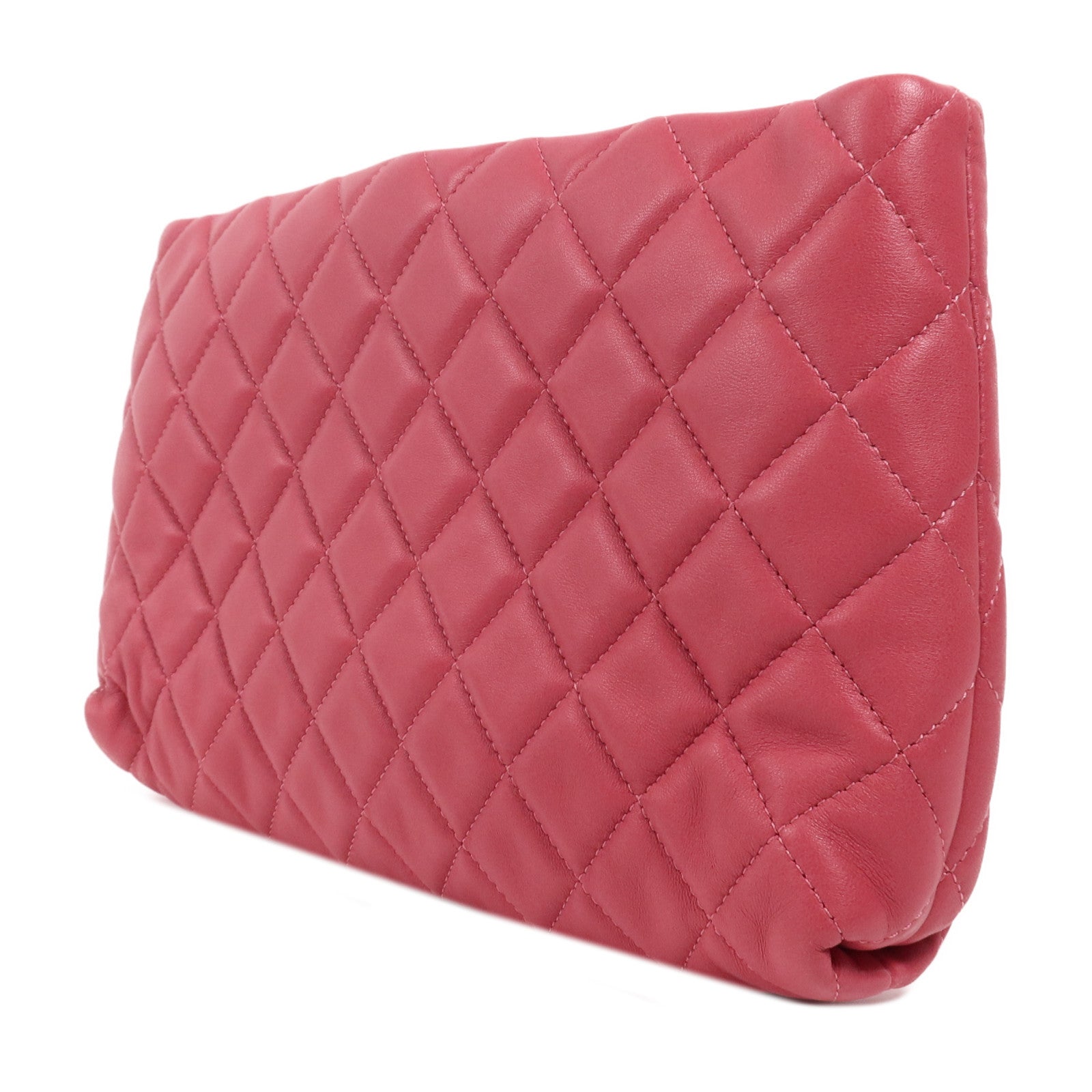 CHANEL 羊皮皮革Pouch銀扣手拿包