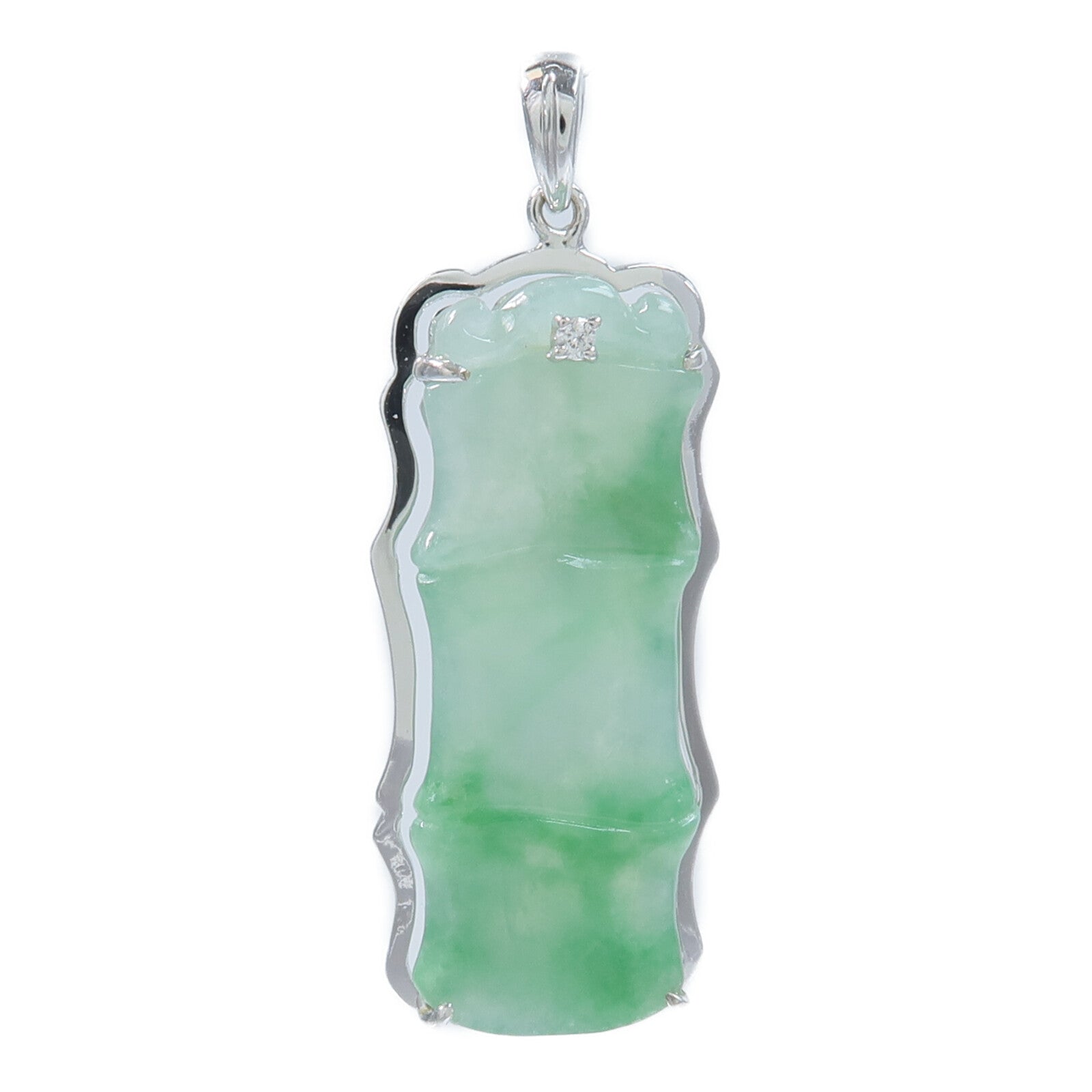 JEWELRY 18K白金Jade Diamond Pendant Top翡翠/鑽石吊墜