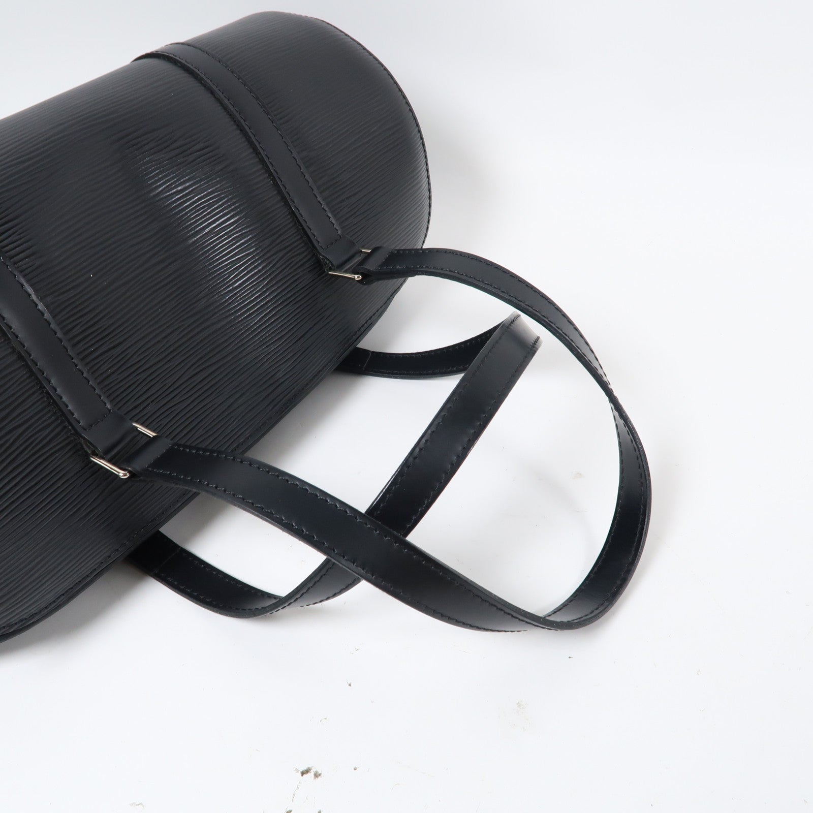 LOUIS VUITTON Epi Soufflot銀扣手挽袋黑色