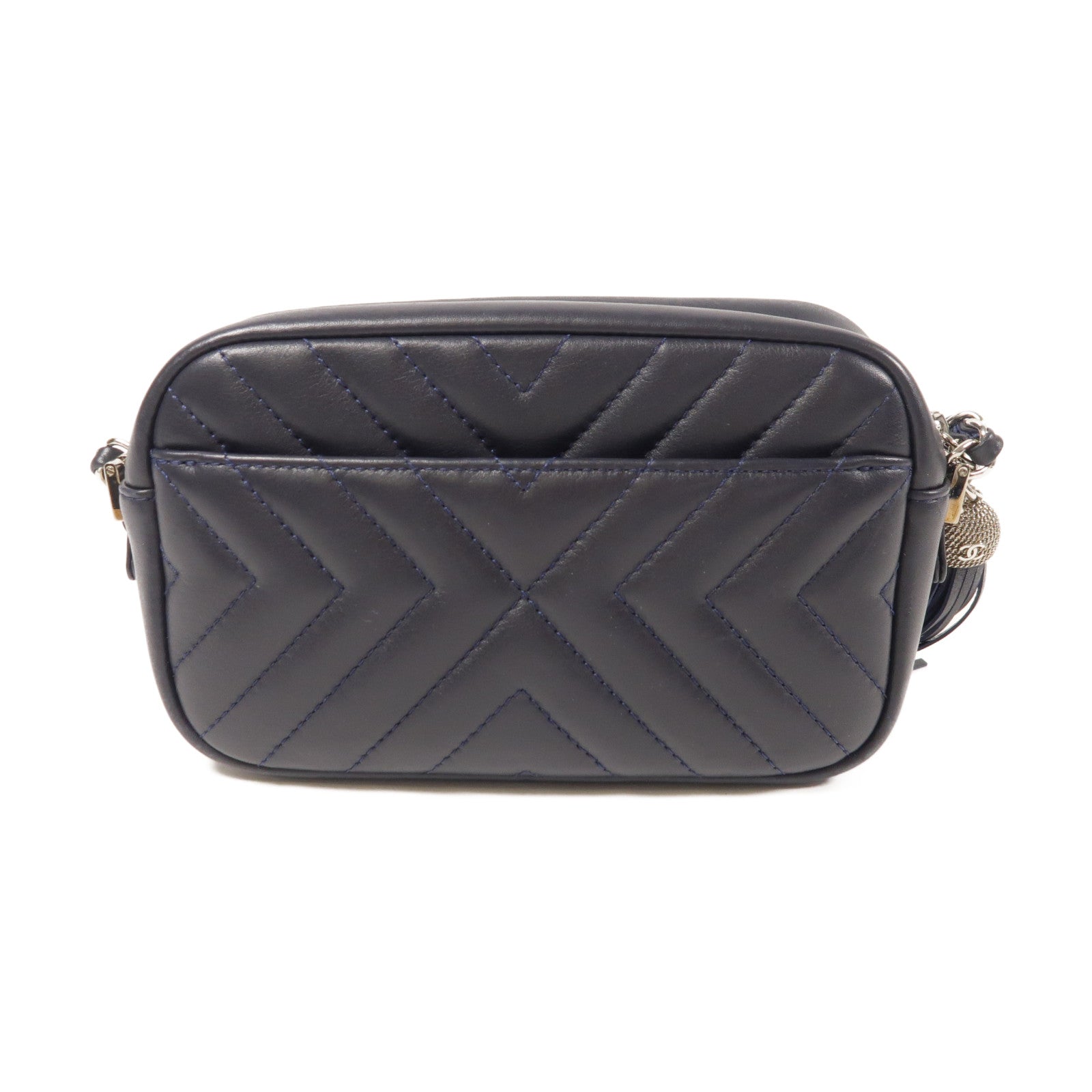 CHANEL 牛皮皮革Chain Shoulder銀扣鏈帶肩背袋