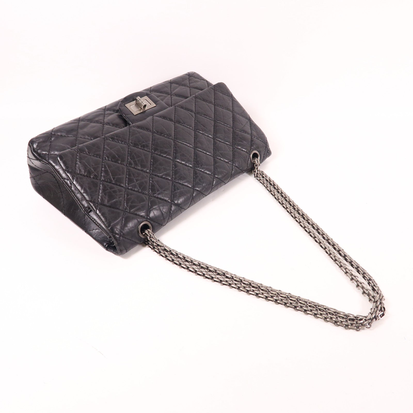 CHANEL 【激減優惠】牛皮皮革2.55 Jumbo銀扣鏈帶肩背袋