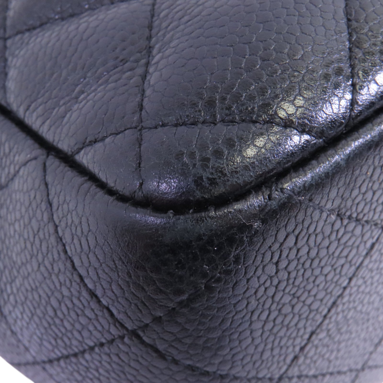 CHANEL 牛皮皮革Large Classic銀扣鏈帶肩背袋