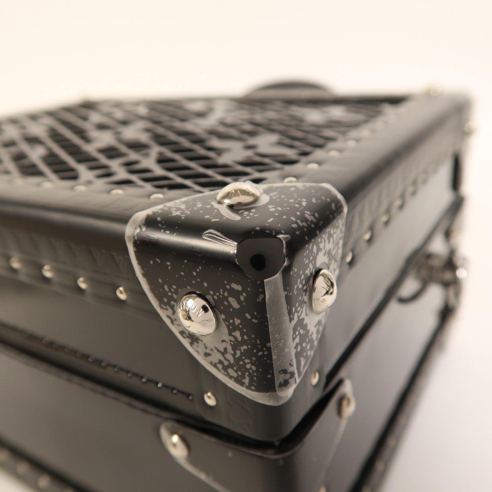 LOUIS VUITTON 牛皮皮革/PVC Petite Valise銀扣手挽肩背兩用袋