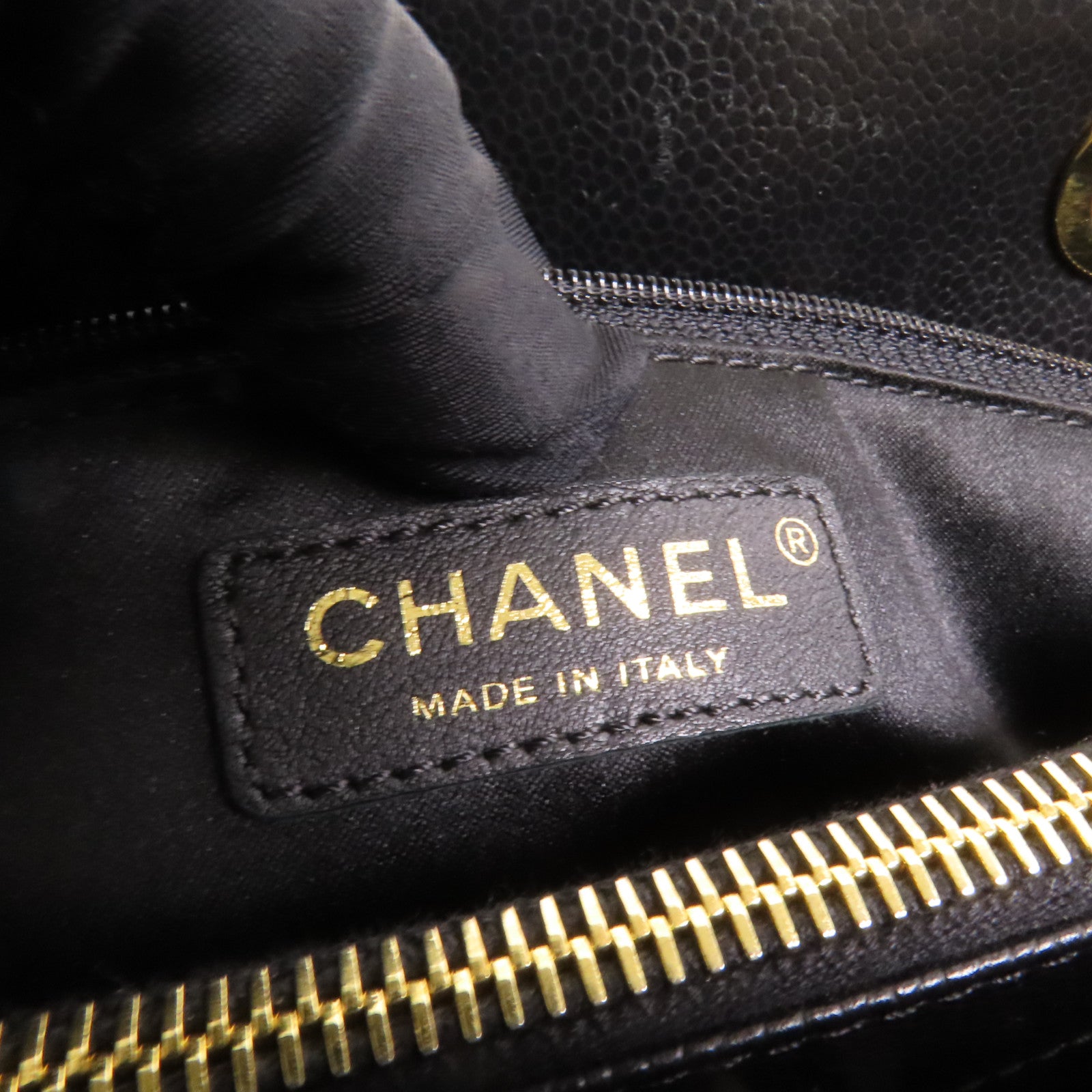 CHANEL 牛皮皮革GST Grand Shopping Tote Bag金扣鏈帶肩背袋