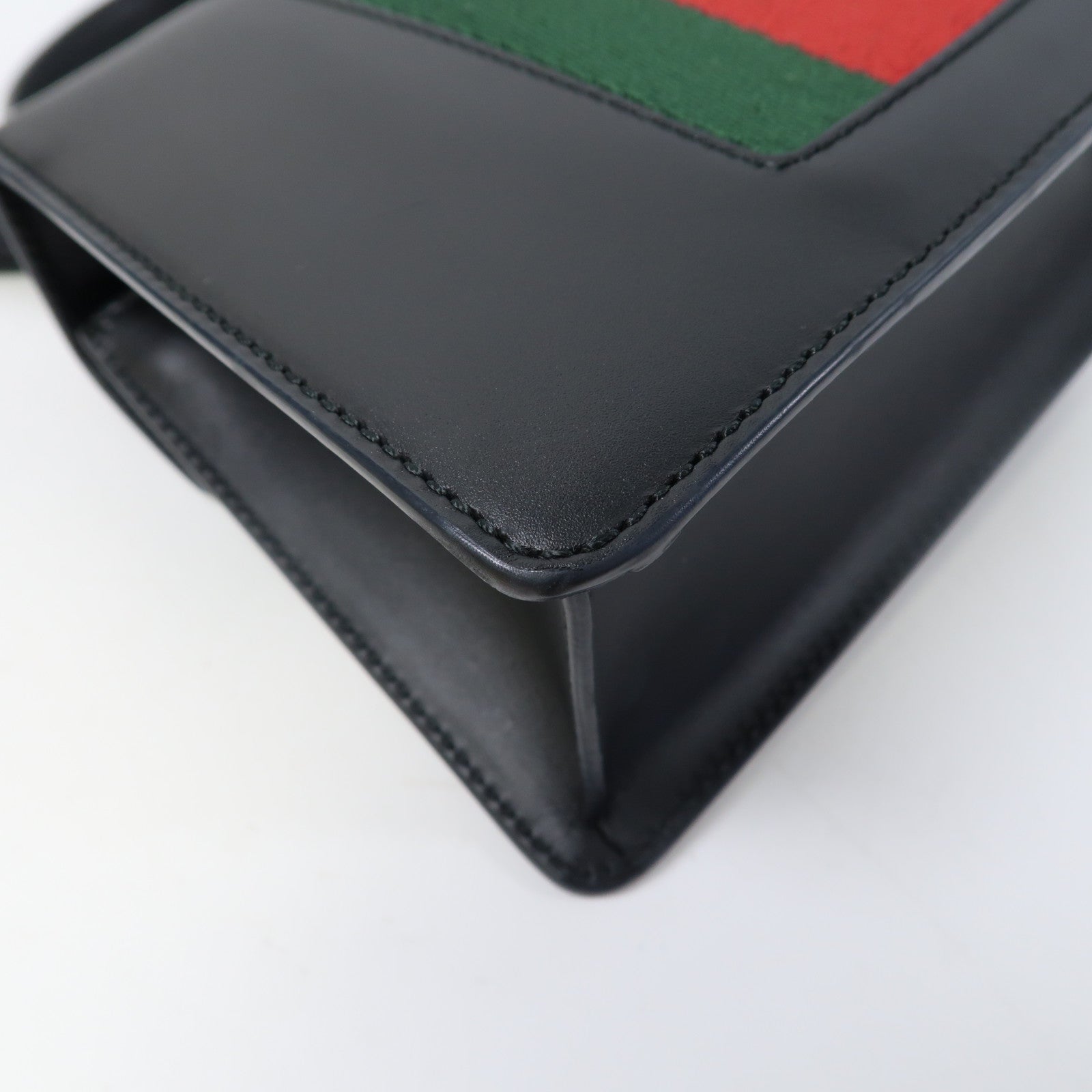 GUCCI 牛皮皮革Sylvie金扣手挽肩背兩用袋黑色