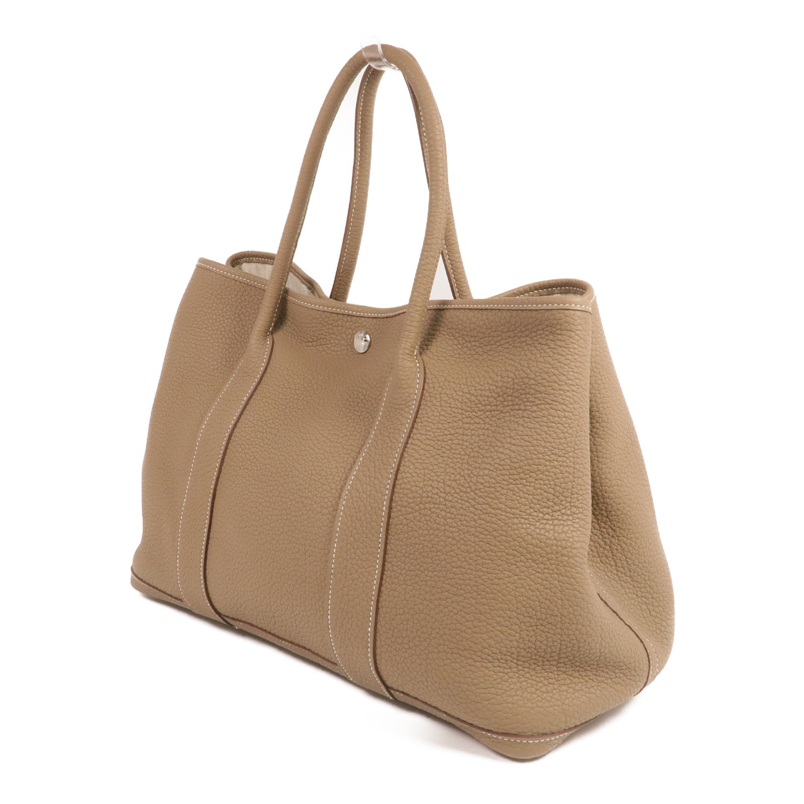 HERMES Negonda皮革Garden Party PM銀扣手挽袋Etoupe