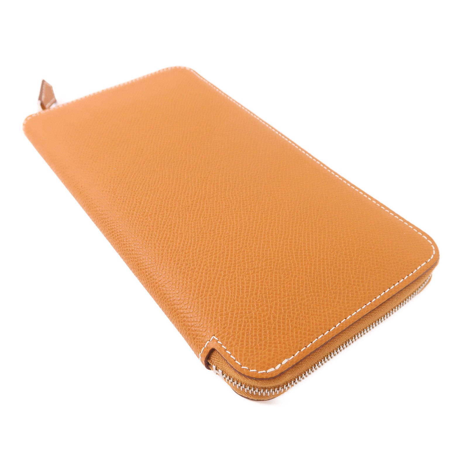 HERMES Epsom皮革Silk-In Wallet銀扣長錢包Gold