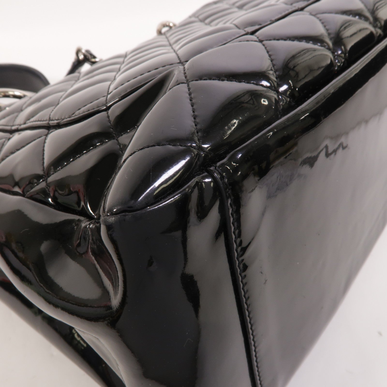 CHANEL 漆皮皮革GST Grand Shopping Tote Bag鏈帶肩背袋