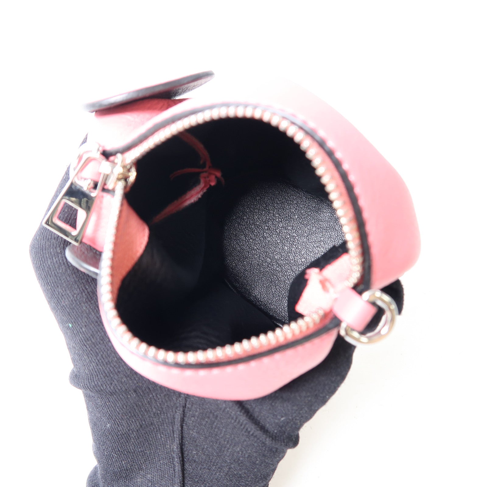 LOEWE 牛皮皮革Elephant Chain Bag銀扣鏈帶肩背袋粉紅色