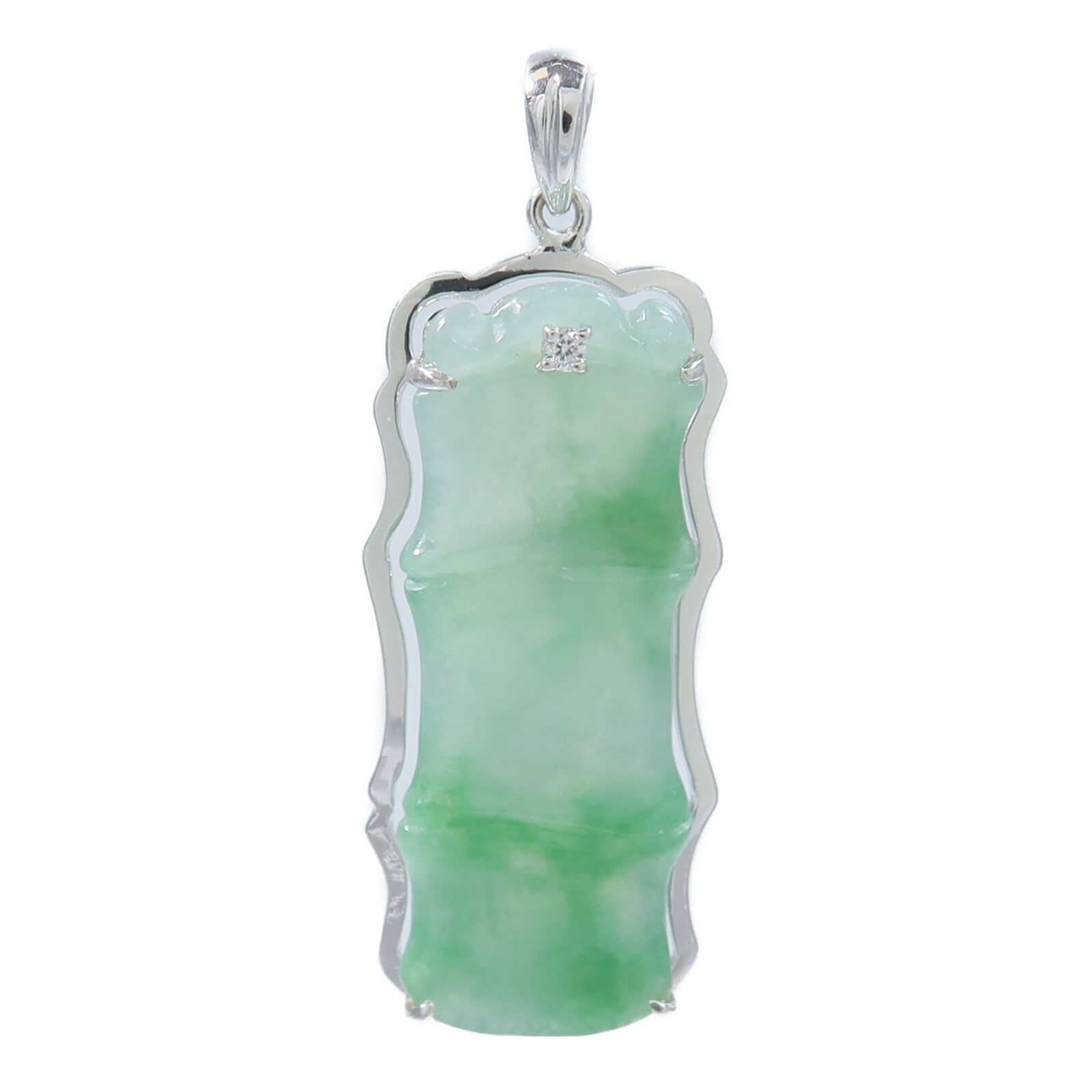 JEWELRY 18K白金Jade Diamond Pendant Top翡翠/鑽石吊墜