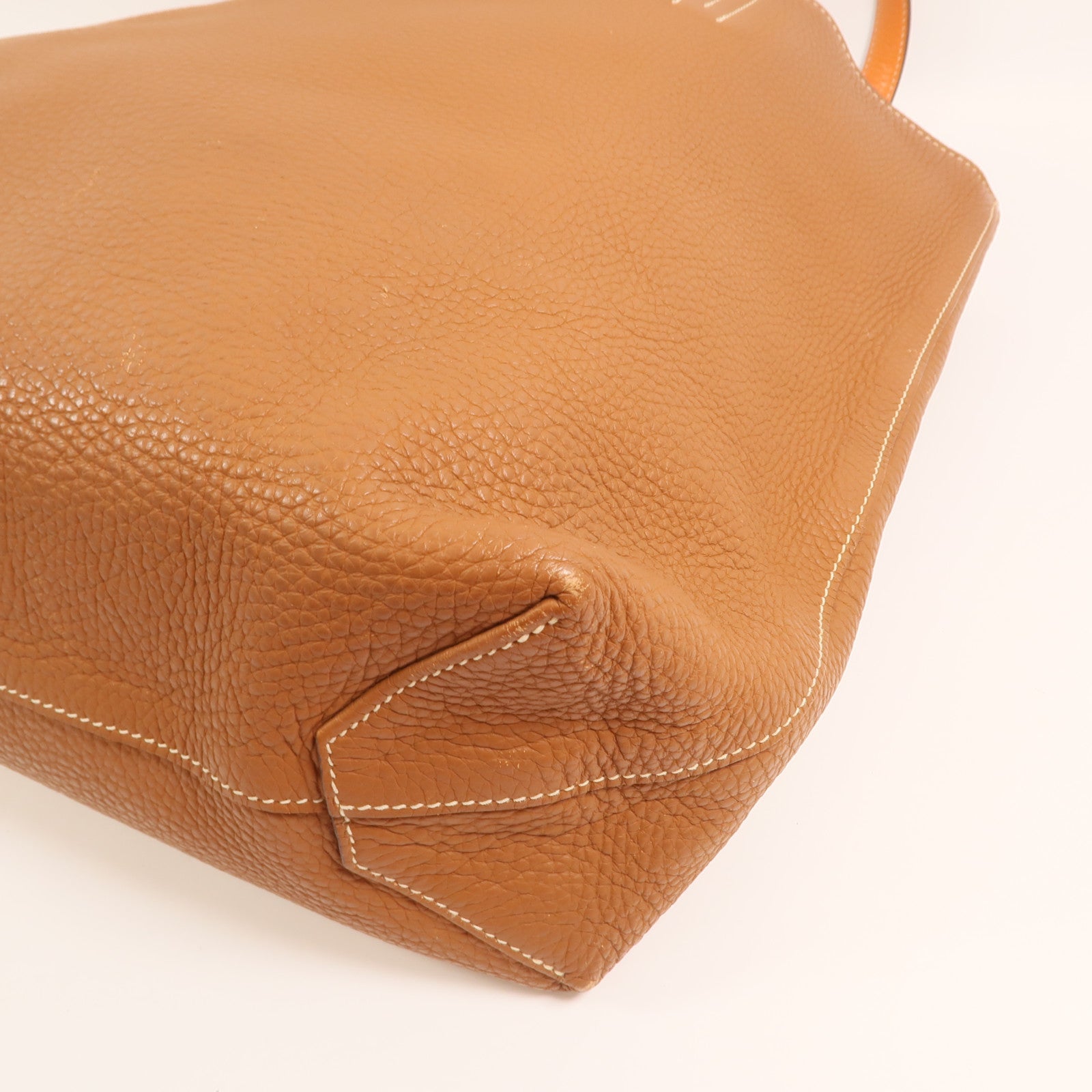 HERMES Clemence皮革Double Sens手挽袋Gold/Orange