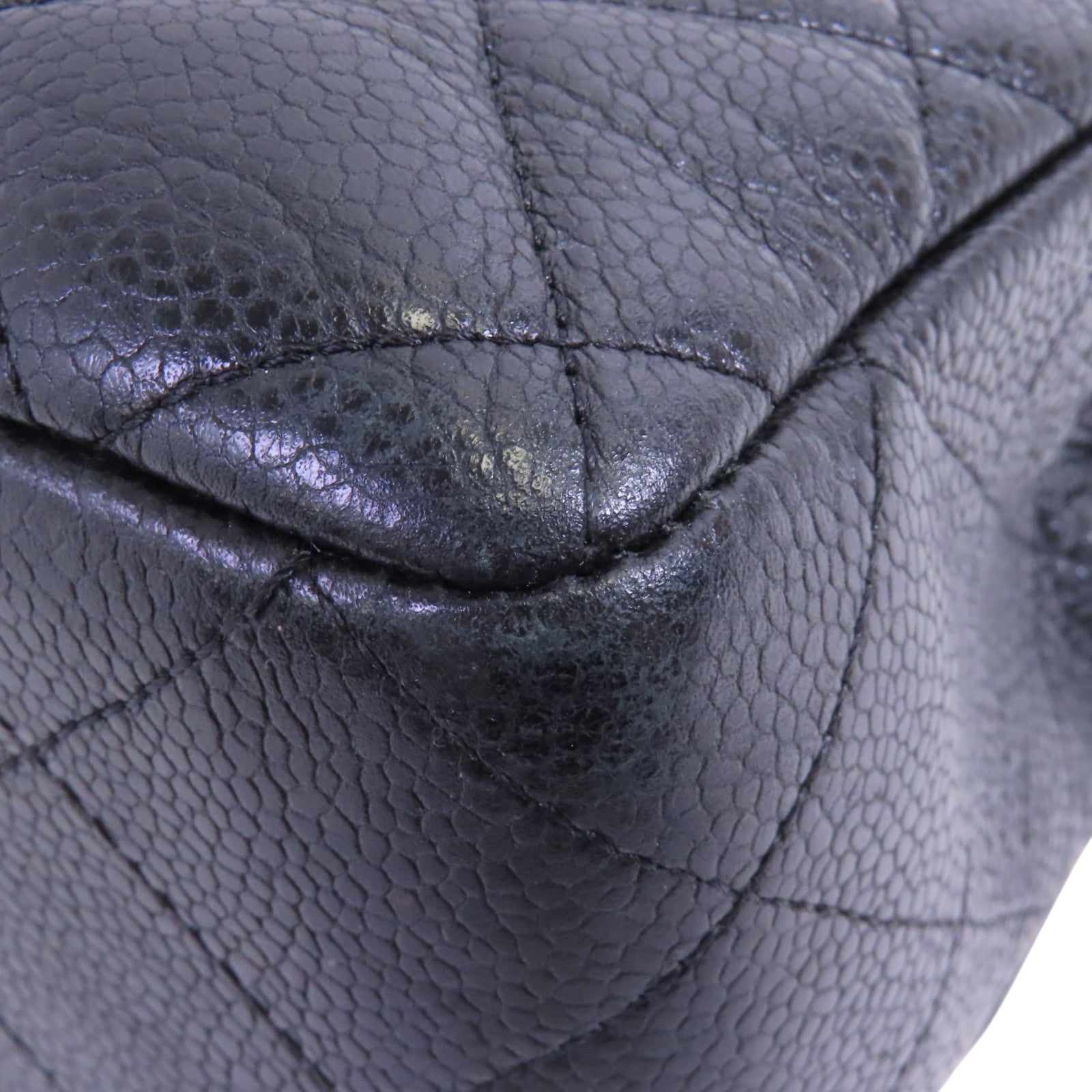 CHANEL 牛皮皮革Large Classic銀扣鏈帶肩背袋