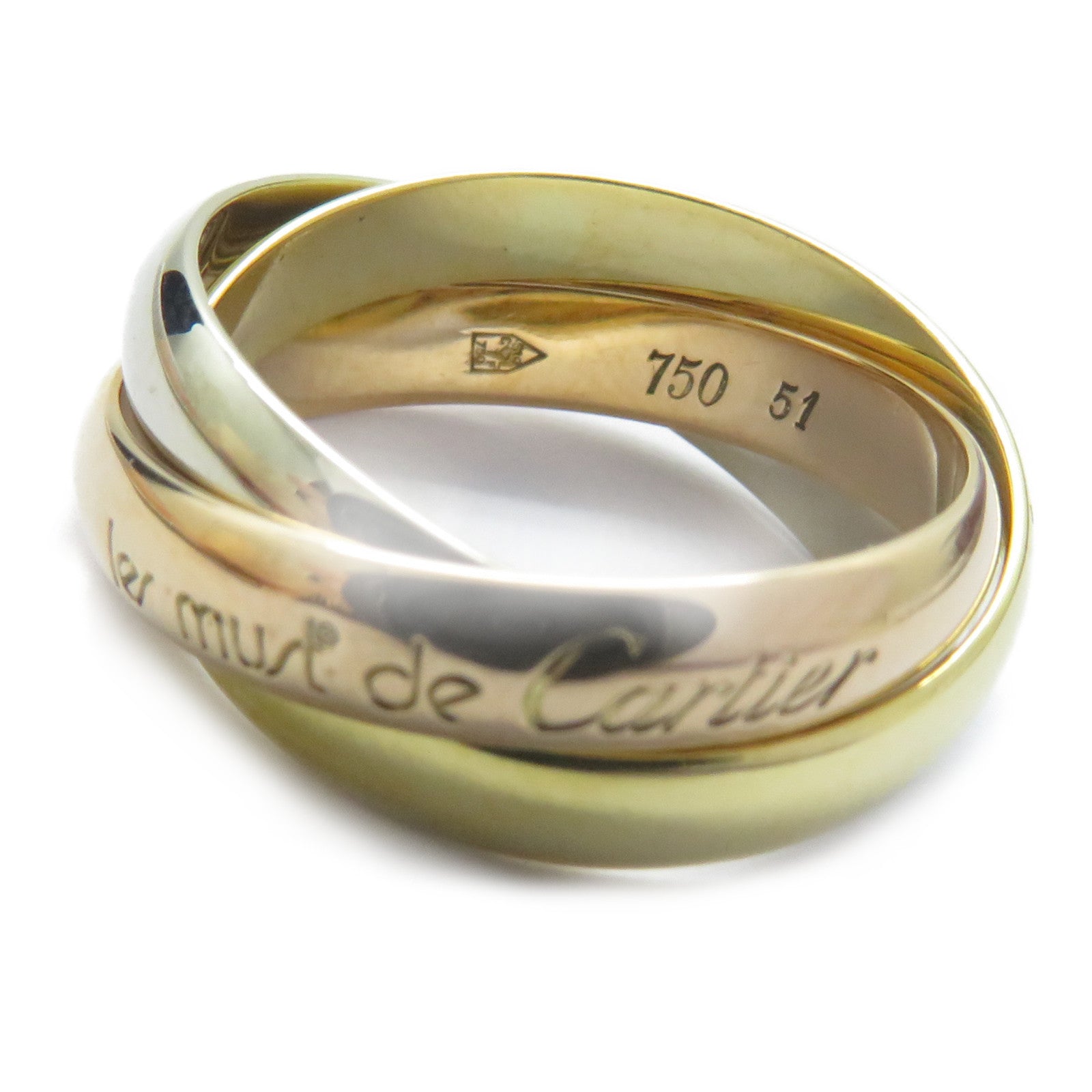 CARTIER 【激減優惠】18K黃金/白金/玫瑰金Trinity戒指Cartier#51/US#6
