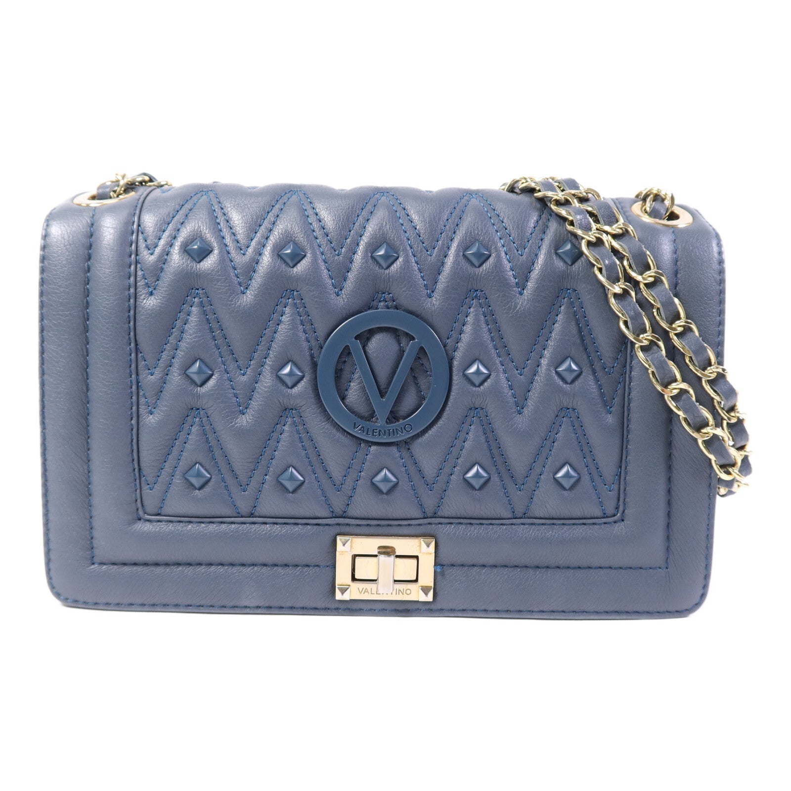 Valentino 【激減優惠】牛皮皮革Mario Diamond金扣鏈帶肩背袋