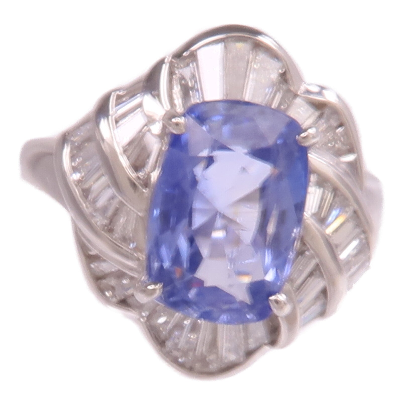 JEWELRY 【激減優惠】PT900鉑金Sapphire Diamond Ring藍寶石/鑽石戒指US#6