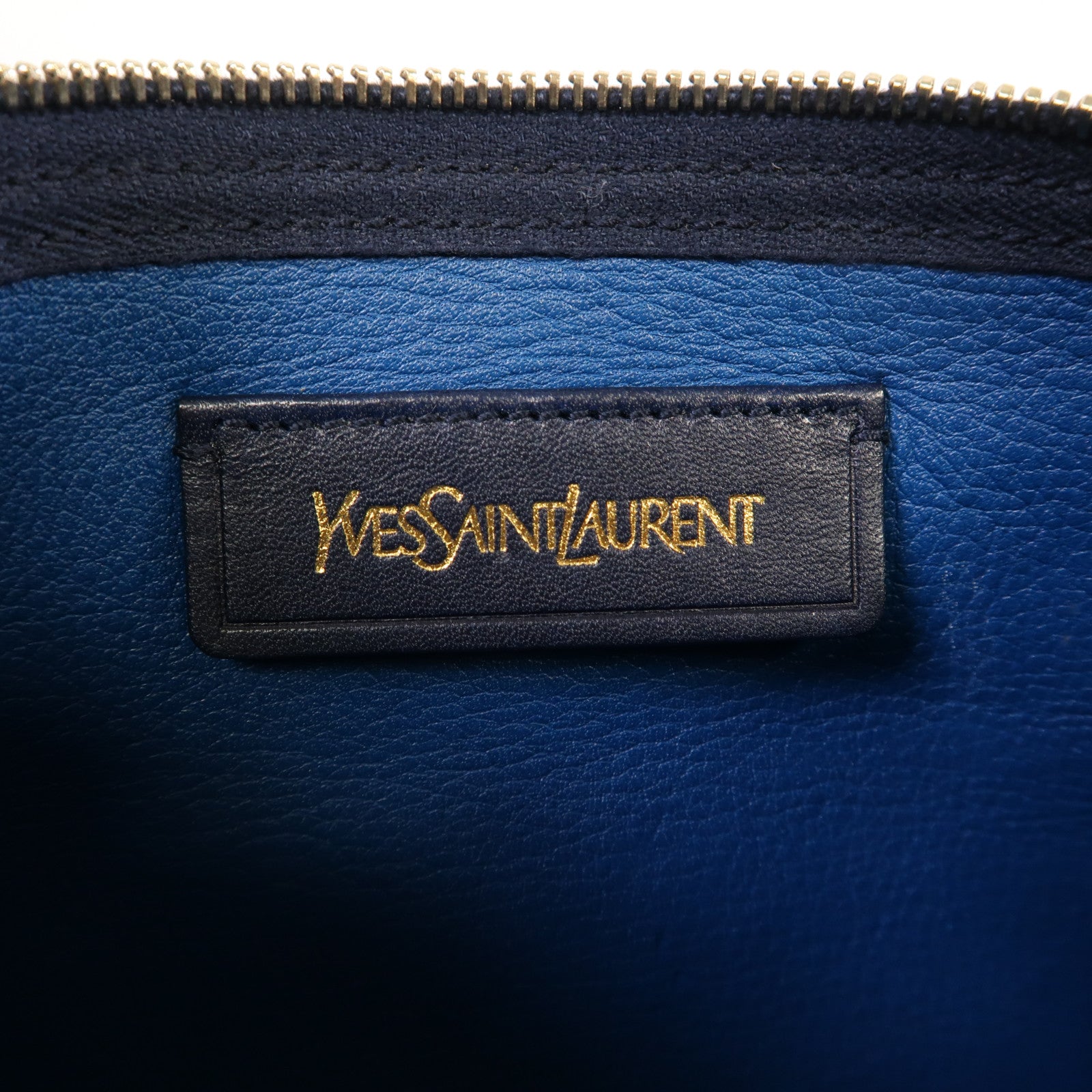 YVES SAINT LAURENT 牛皮皮革Shoulder Bag金扣肩背袋藍色