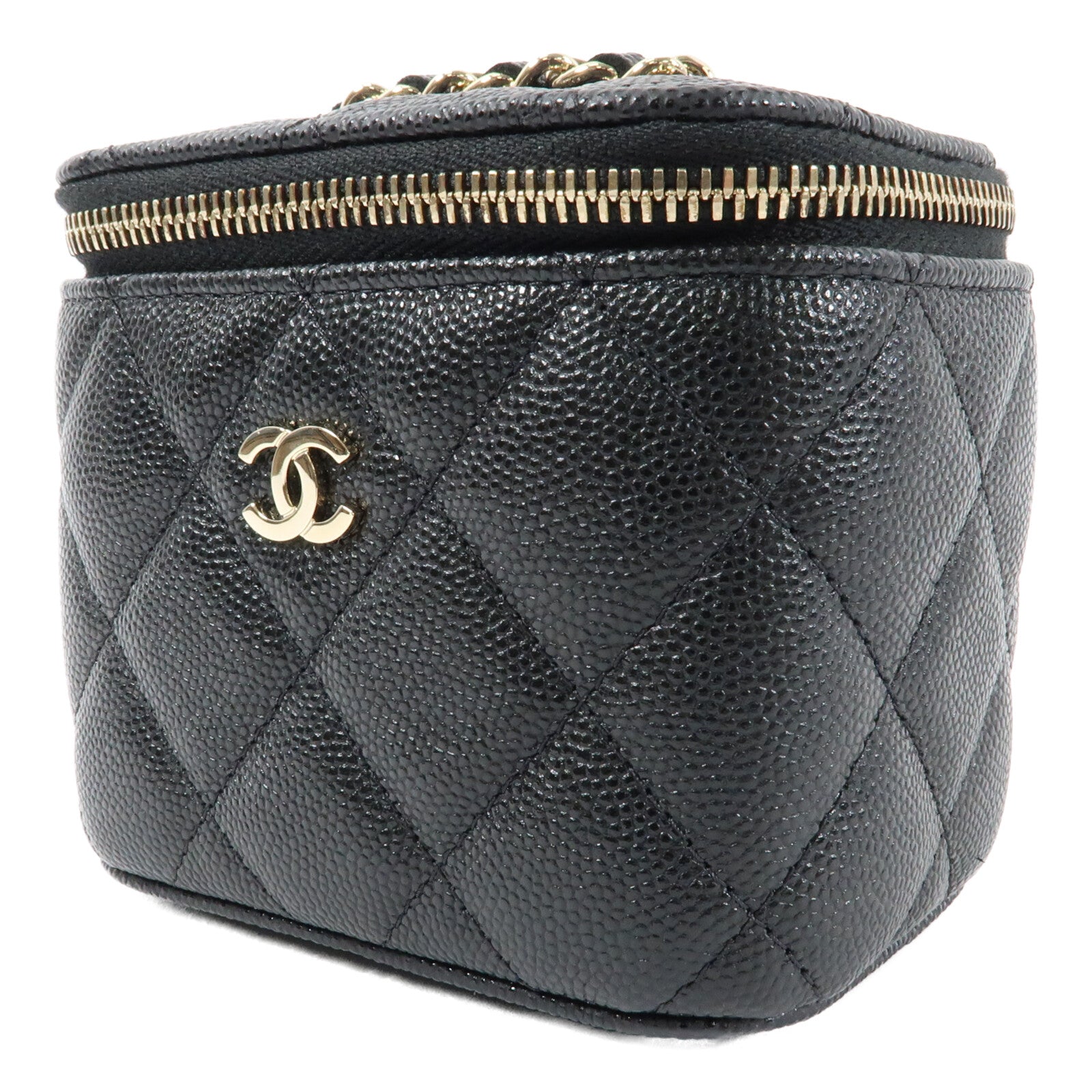 CHANEL 牛皮皮革Small Vanity Case金扣鏈帶肩背袋