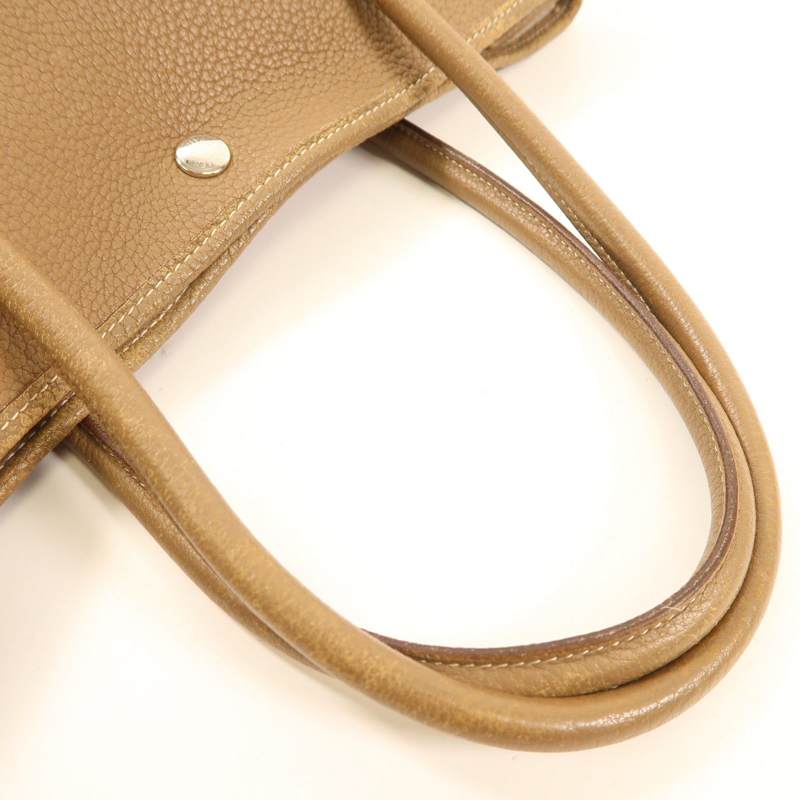 HERMES Negonda皮革Garden Party PM銀扣手挽袋Etoupe