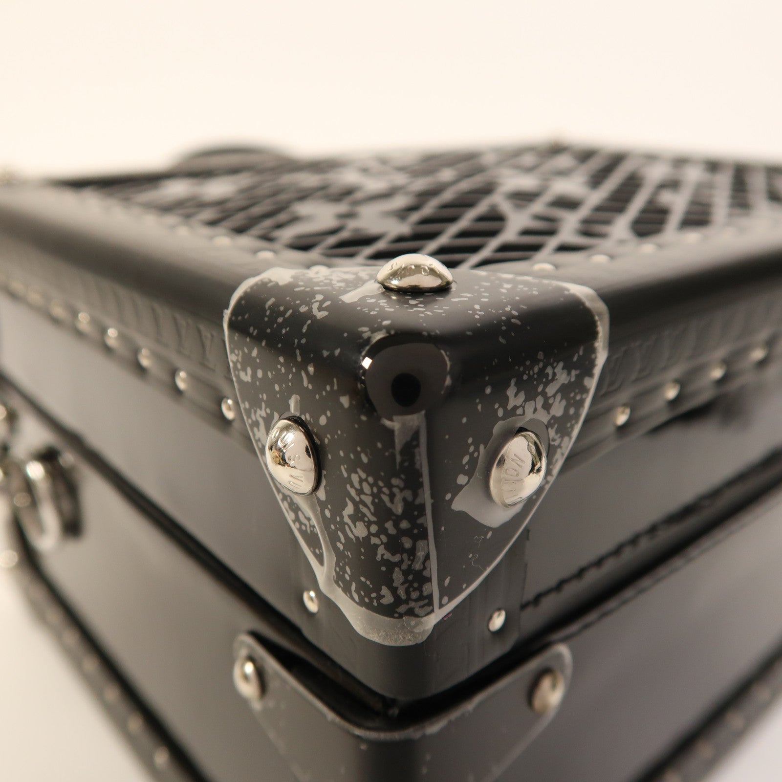 LOUIS VUITTON 牛皮皮革/PVC Petite Valise銀扣手挽肩背兩用袋