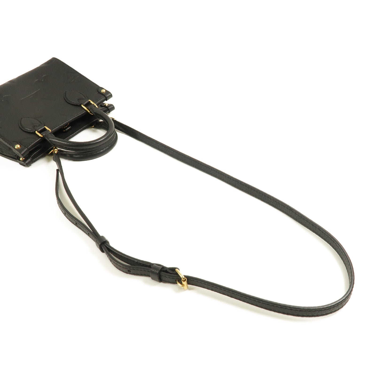 LOUIS VUITTON Monogram Empreinte On The Go BB金扣手挽肩背兩用袋黑色