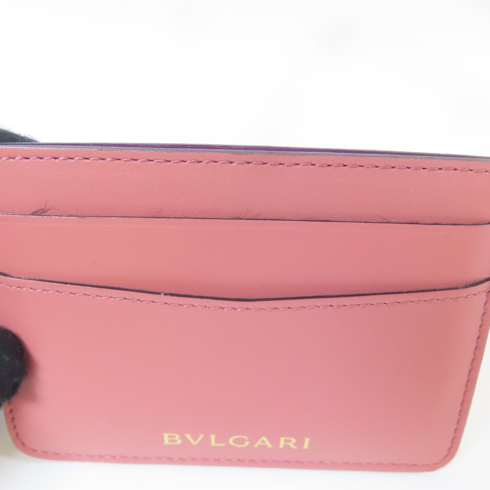 BVLGARI 牛皮皮革Serpenti Forever金扣卡片套粉紅色