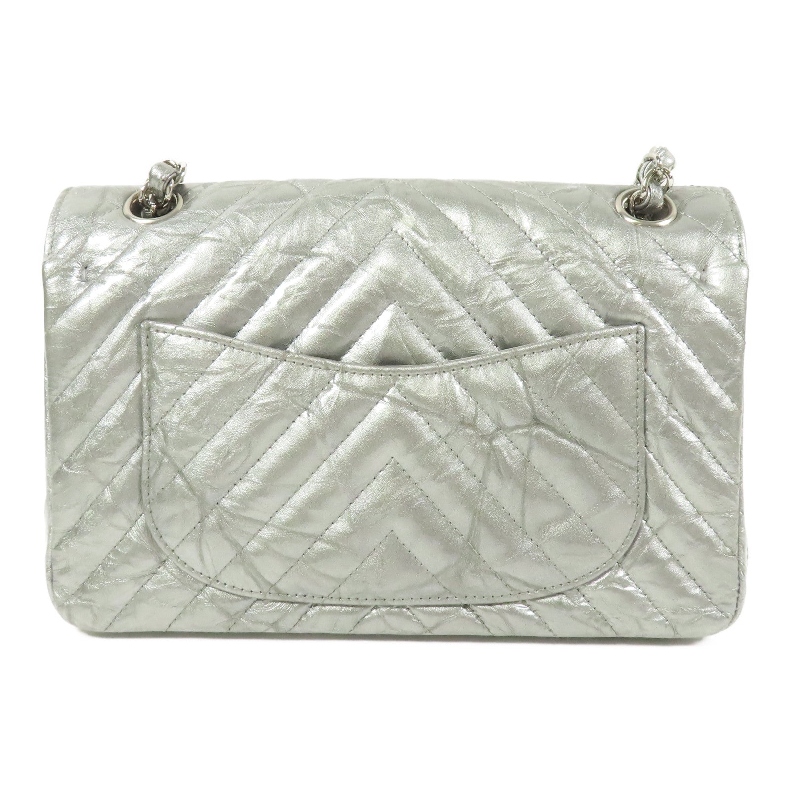 CHANEL 漆皮皮革Classic 23銀扣鏈帶肩背袋