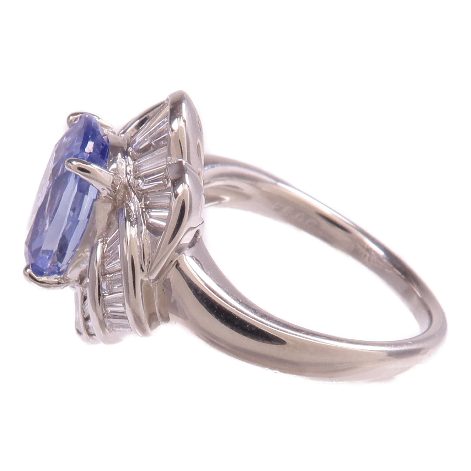 JEWELRY 【激減優惠】PT900鉑金Sapphire Diamond Ring藍寶石/鑽石戒指US#6