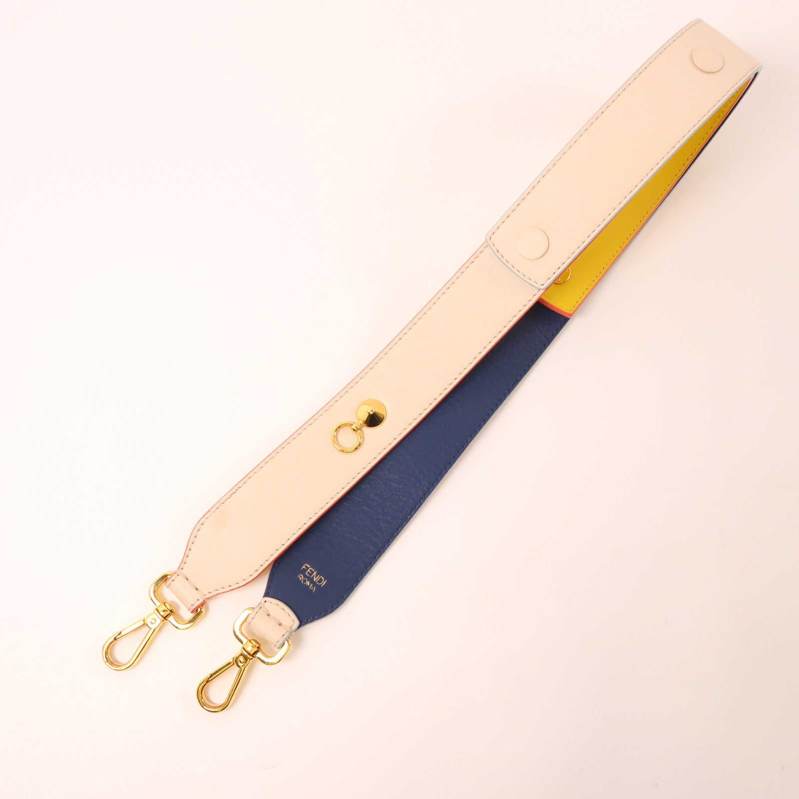 FENDI 【激減優惠】皮革Shoulder Strap金扣肩帶白色/黃色/藍色
