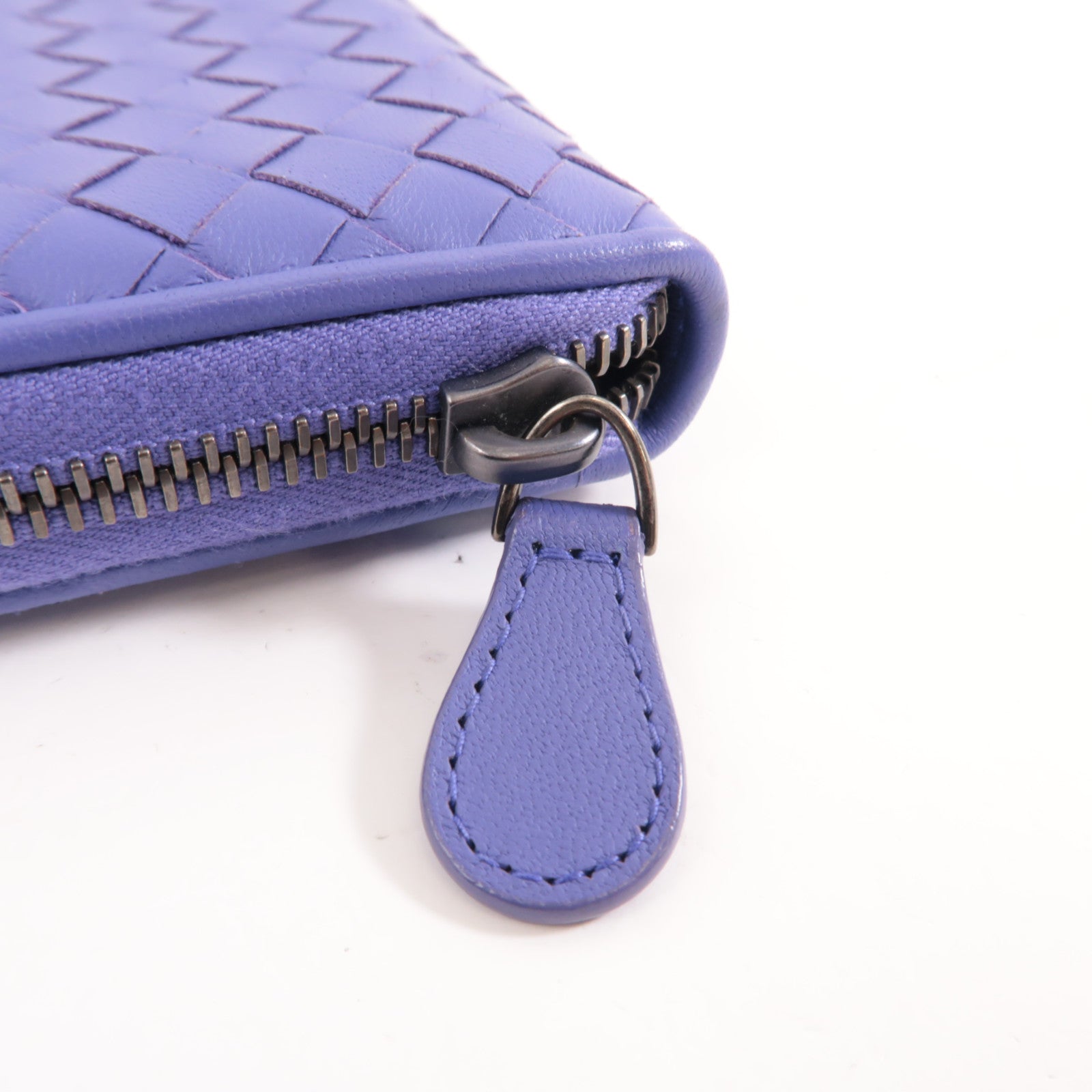 BOTTEGA VENETA 【激減優惠】織紋皮革Zipped Long Wallet長錢包紫色