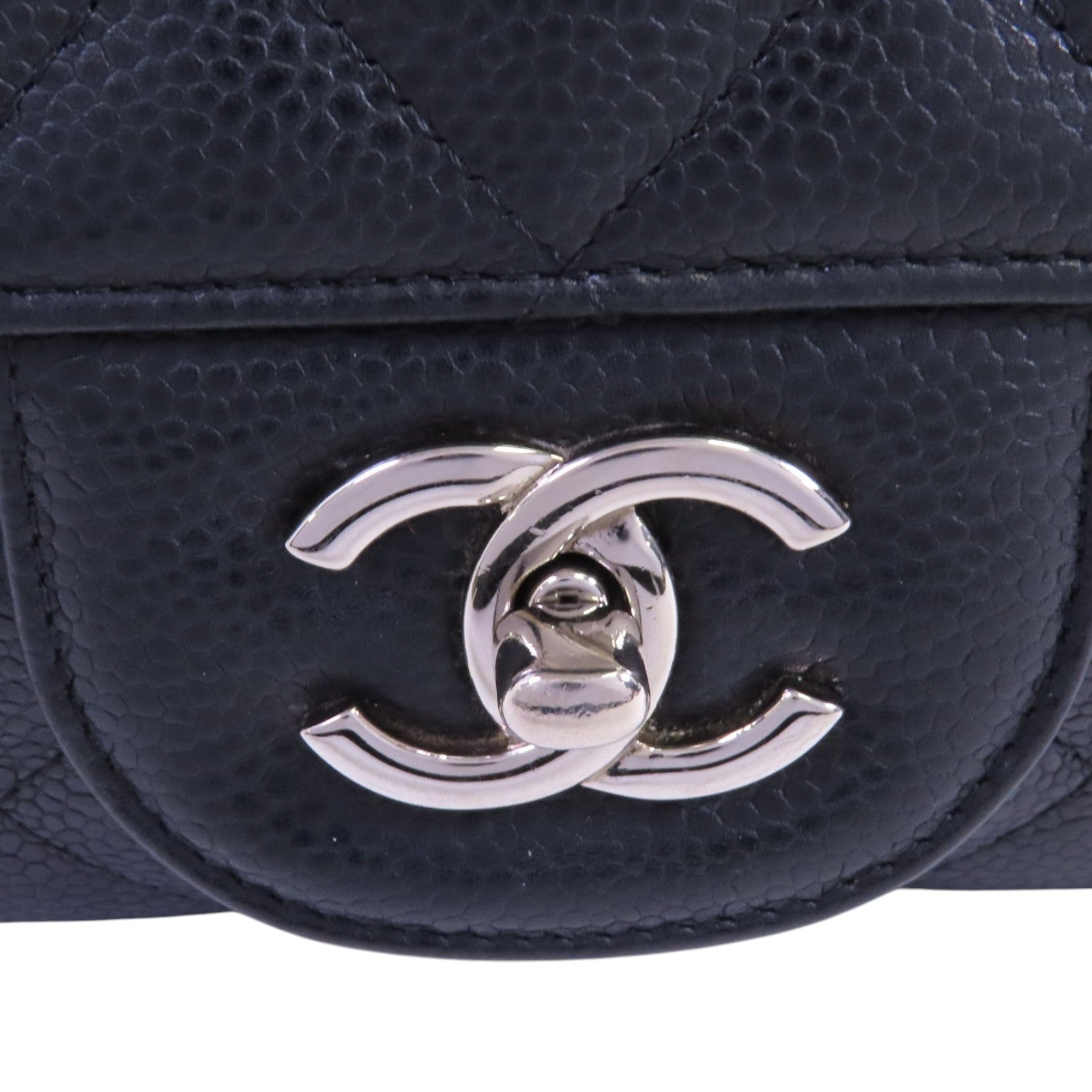 CHANEL 牛皮皮革Large Classic銀扣鏈帶肩背袋