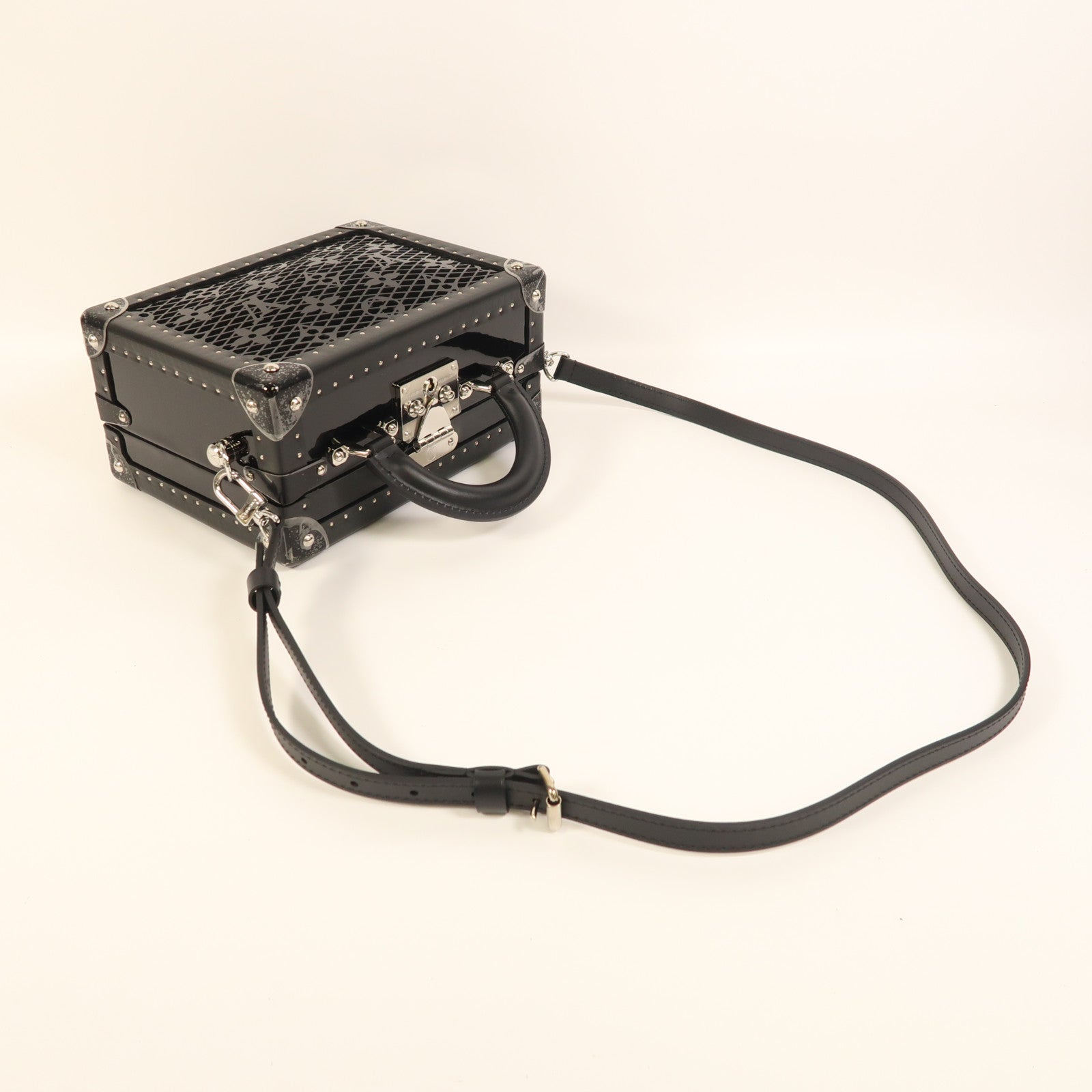 LOUIS VUITTON 牛皮皮革/PVC Petite Valise銀扣手挽肩背兩用袋