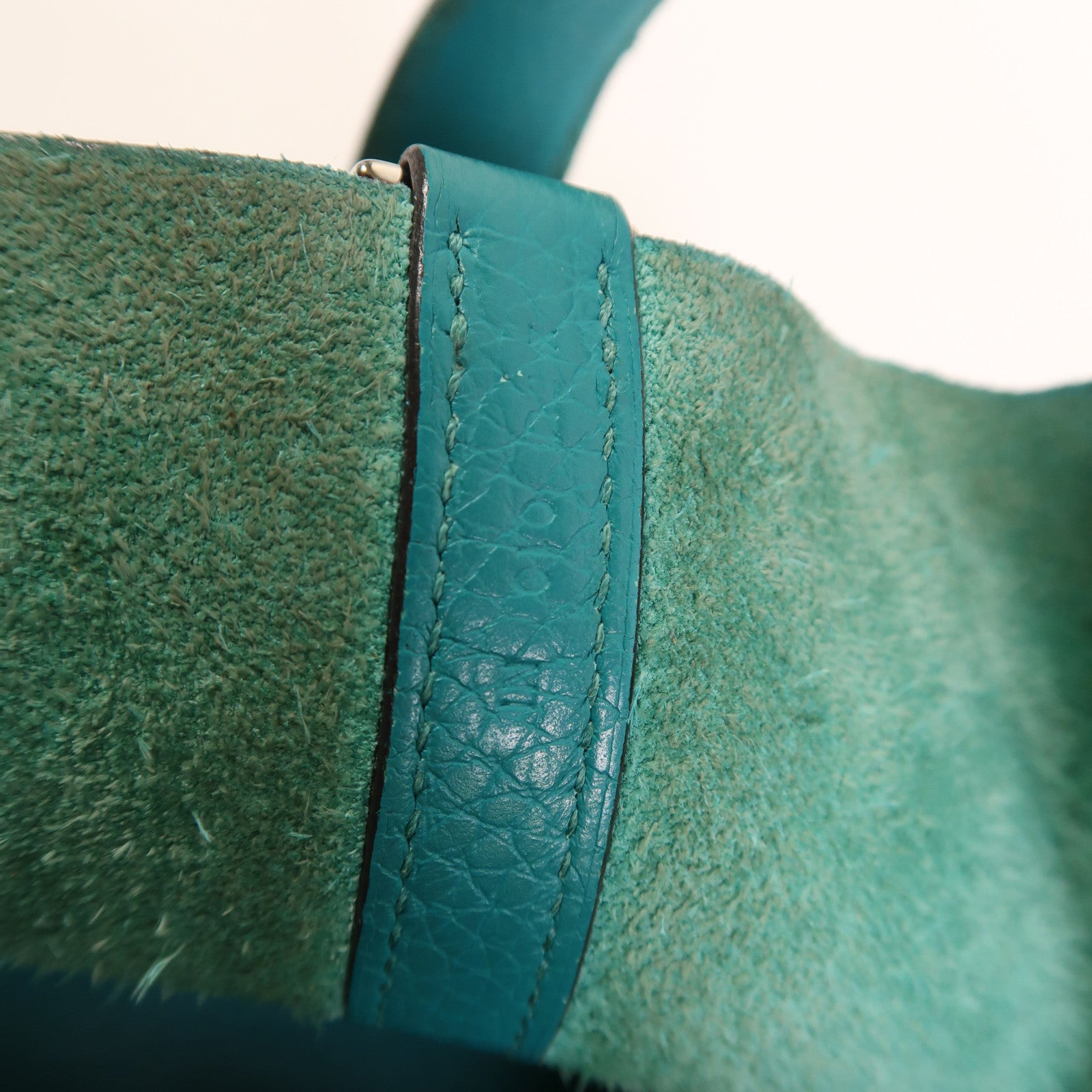 HERMES Clemence皮革Picotin MM銀扣手挽袋Bleu Paon