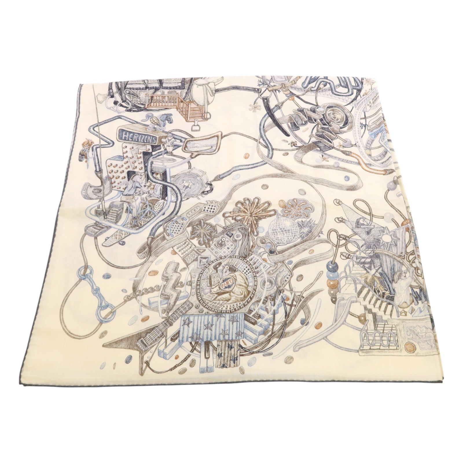 HERMES 羊絨/絲質Mors A Jouets Bandana Shawl 140絲巾