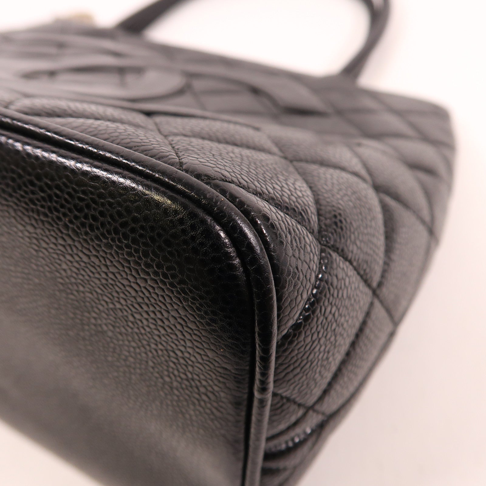 CHANEL 牛皮皮革Tote Bag銀扣手挽袋