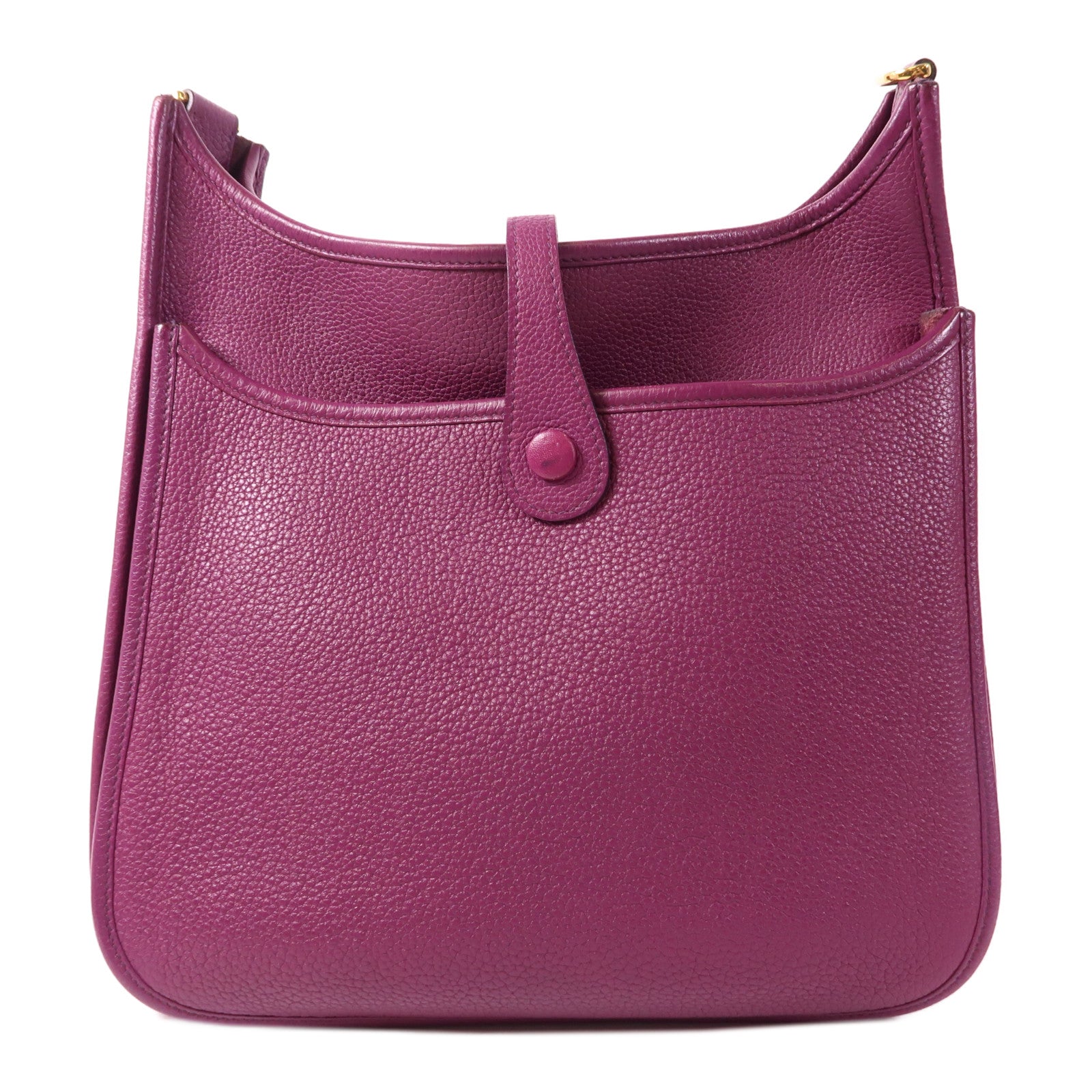 HERMES Clemence皮革Evelyne PM金扣肩背袋Anemone海葵紫色