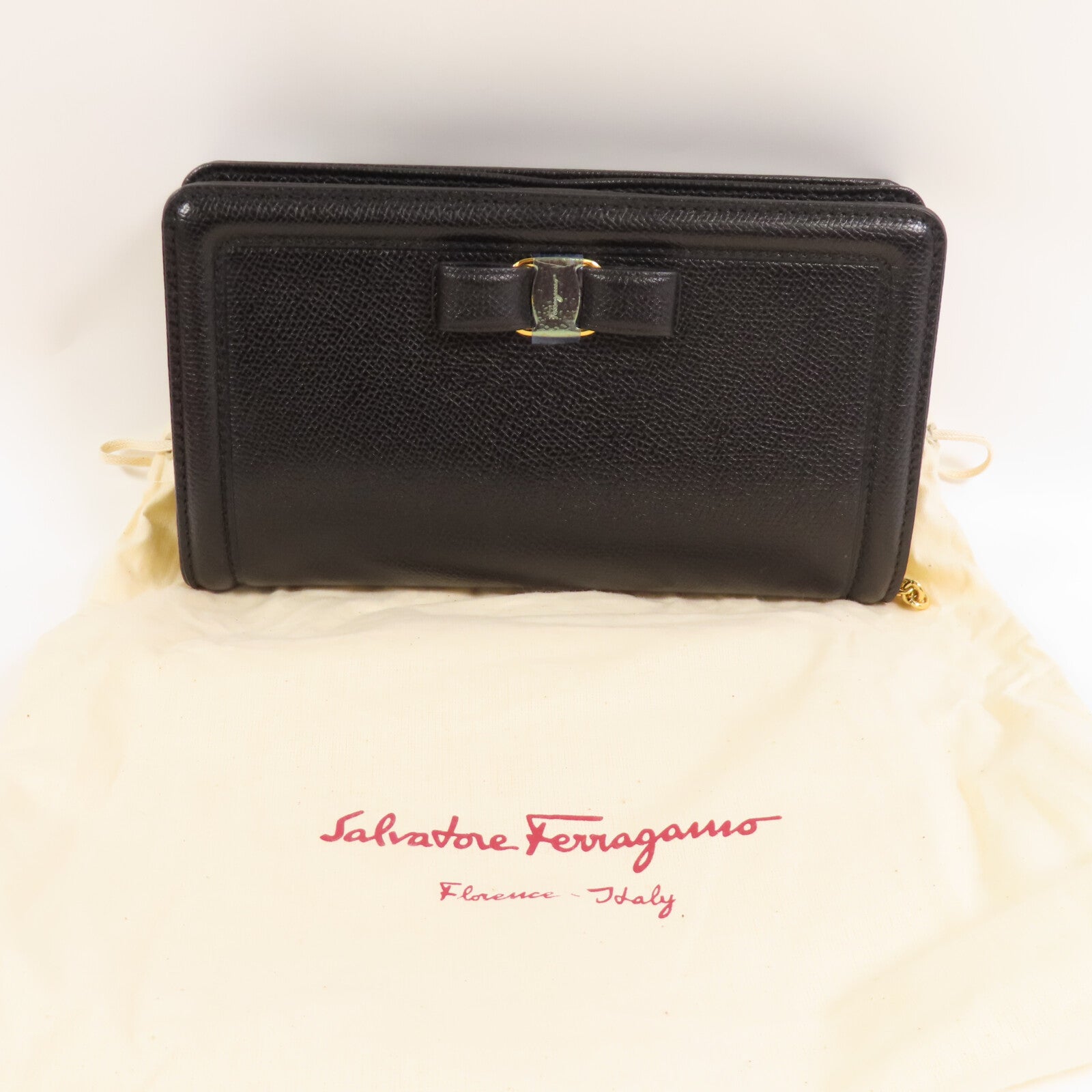 Salvatore Ferragamo 牛皮皮革Wallet On Chain金扣鏈帶肩背袋