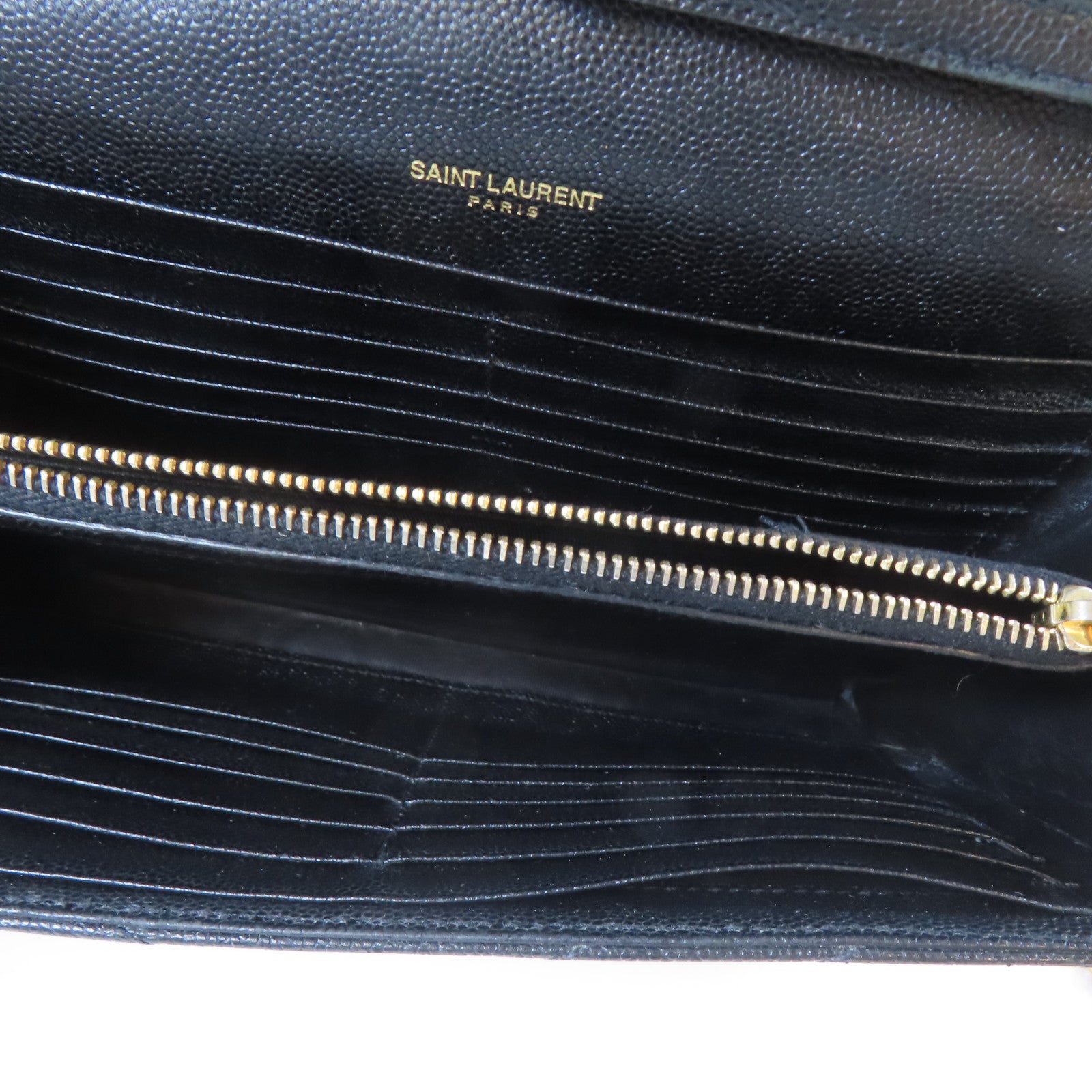 SAINT LAURENT 斜紋牛皮皮革Cassandre Envelope Chain Wallet金扣肩背袋黑色