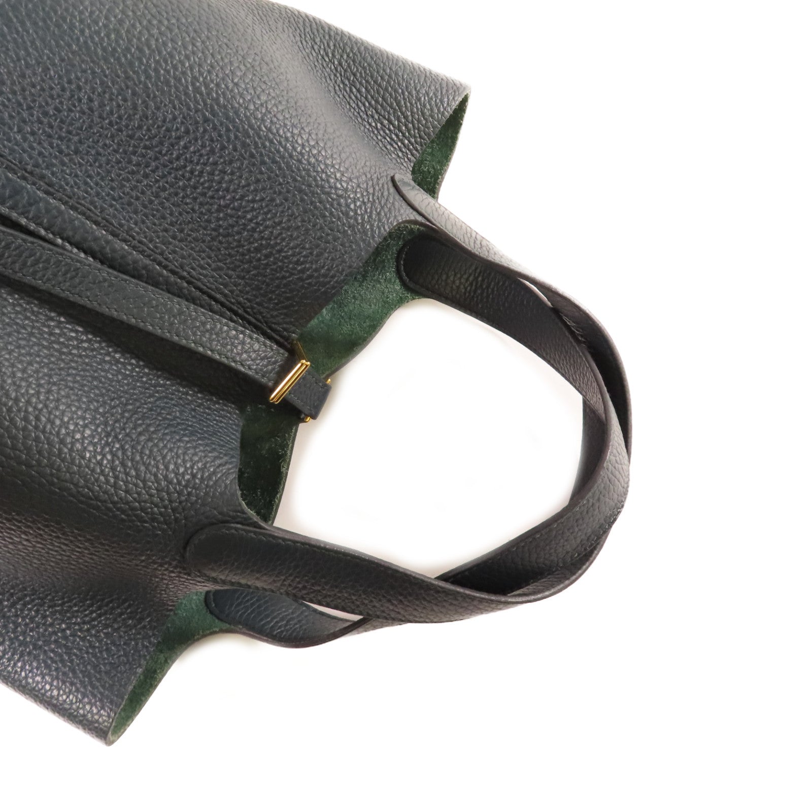 HERMES 【激減優惠】Clemence皮革Picotin MM Tote Bag金扣手挽袋深綠色