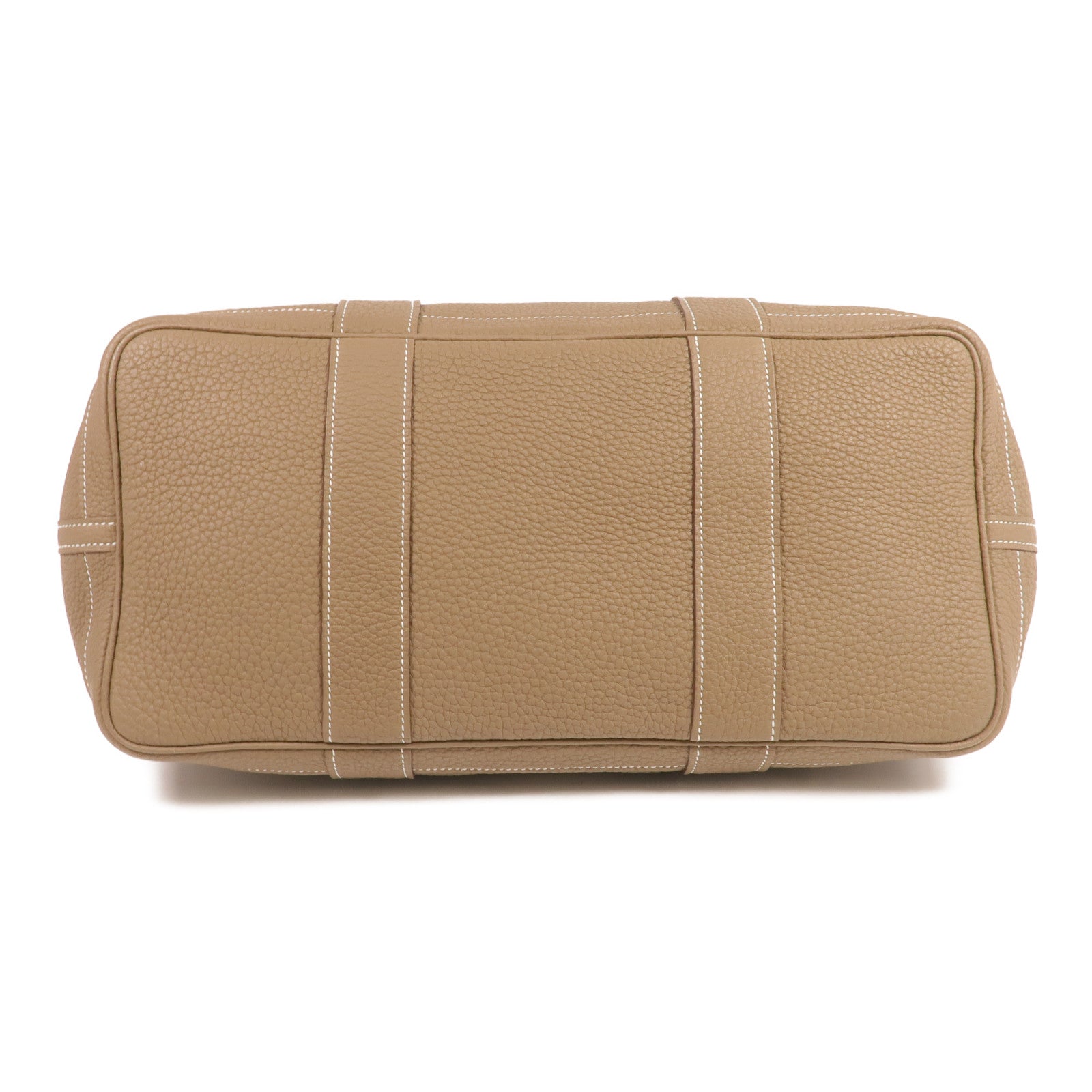 HERMES Negonda皮革Garden Party PM銀扣手挽袋Etoupe