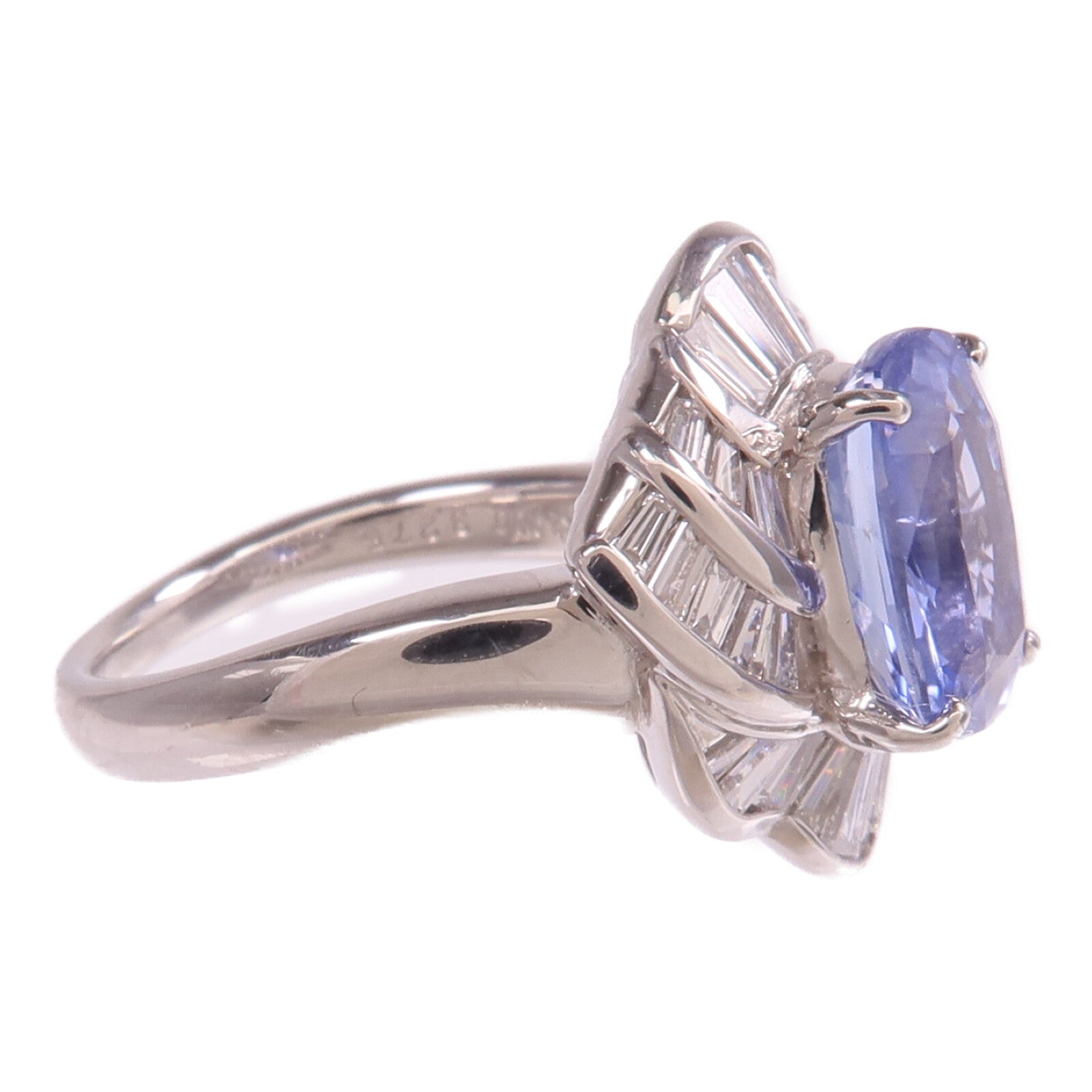 JEWELRY 【激減優惠】PT900鉑金Sapphire Diamond Ring藍寶石/鑽石戒指US#6