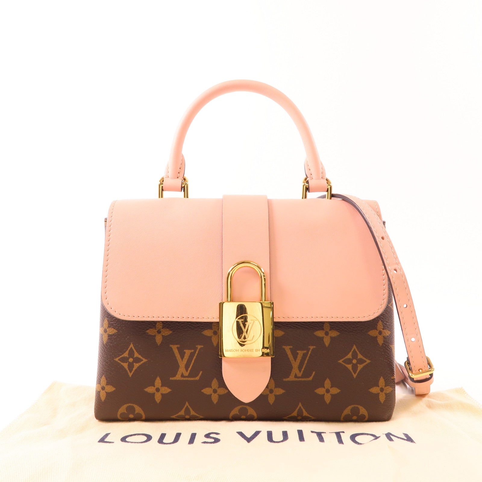 LOUIS VUITTON Monogram Locky BB金扣手挽肩背兩用袋粉紅色
