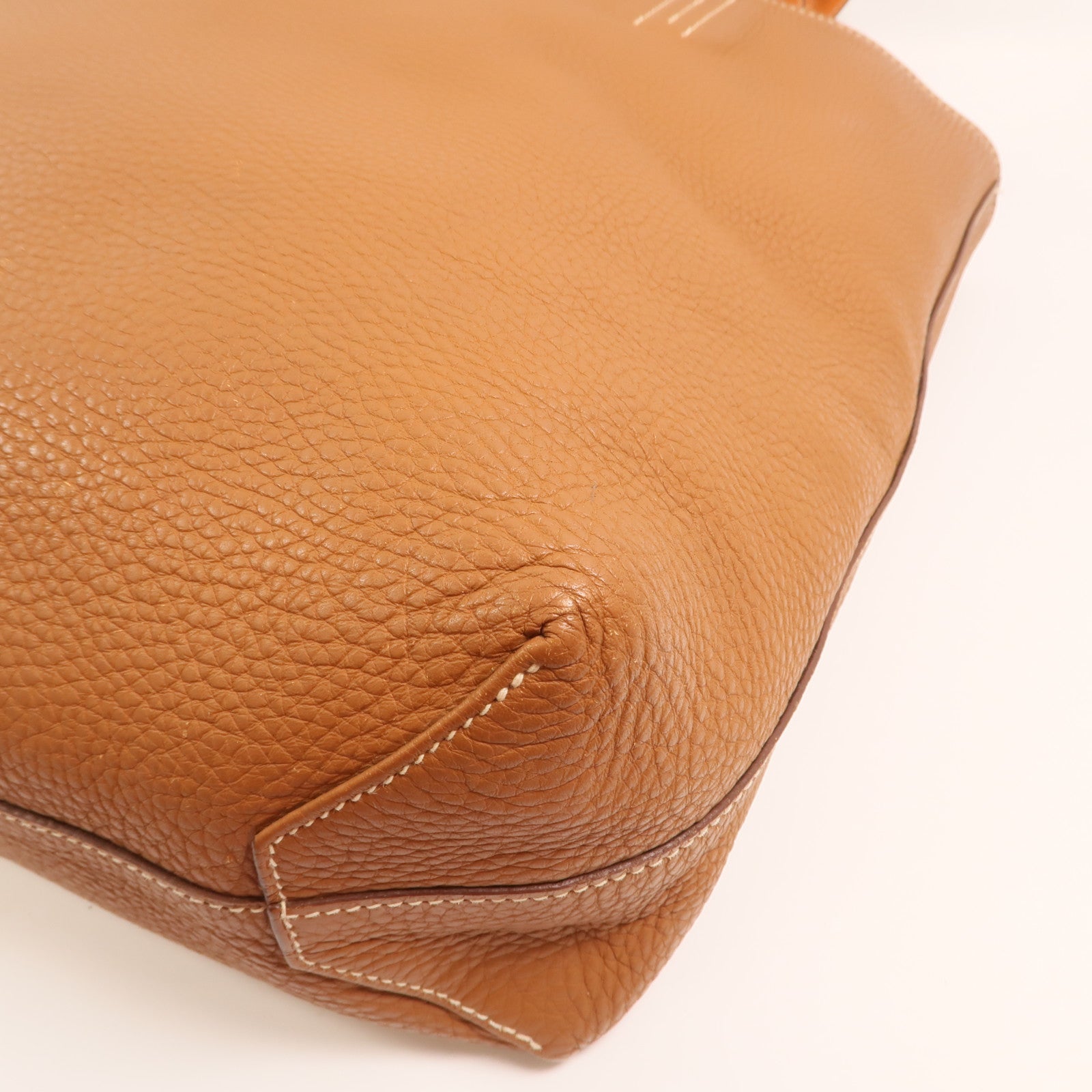 HERMES Clemence皮革Double Sens手挽袋Gold/Orange